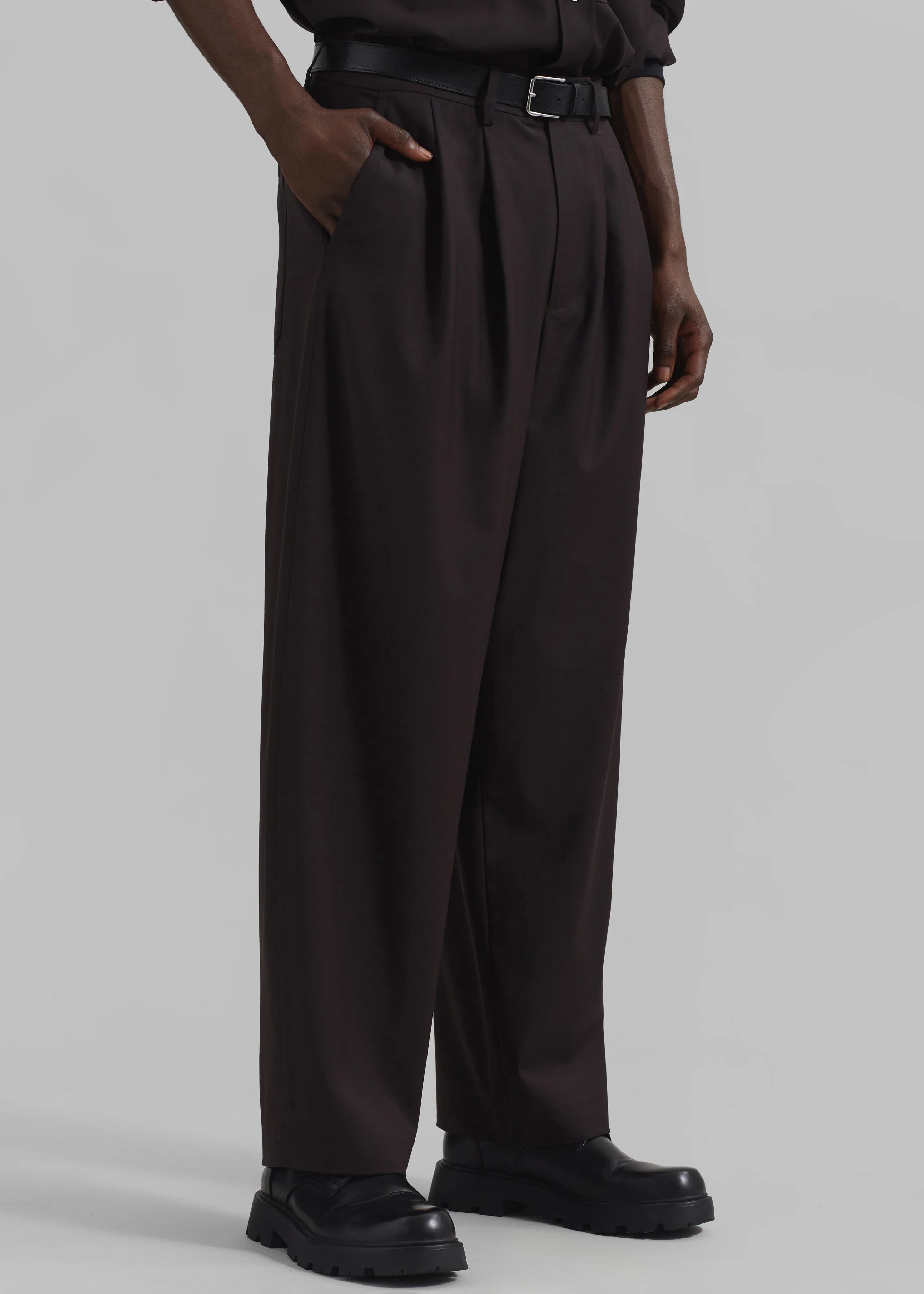 Dalton Wool Blend Trousers - Brown - Image 4