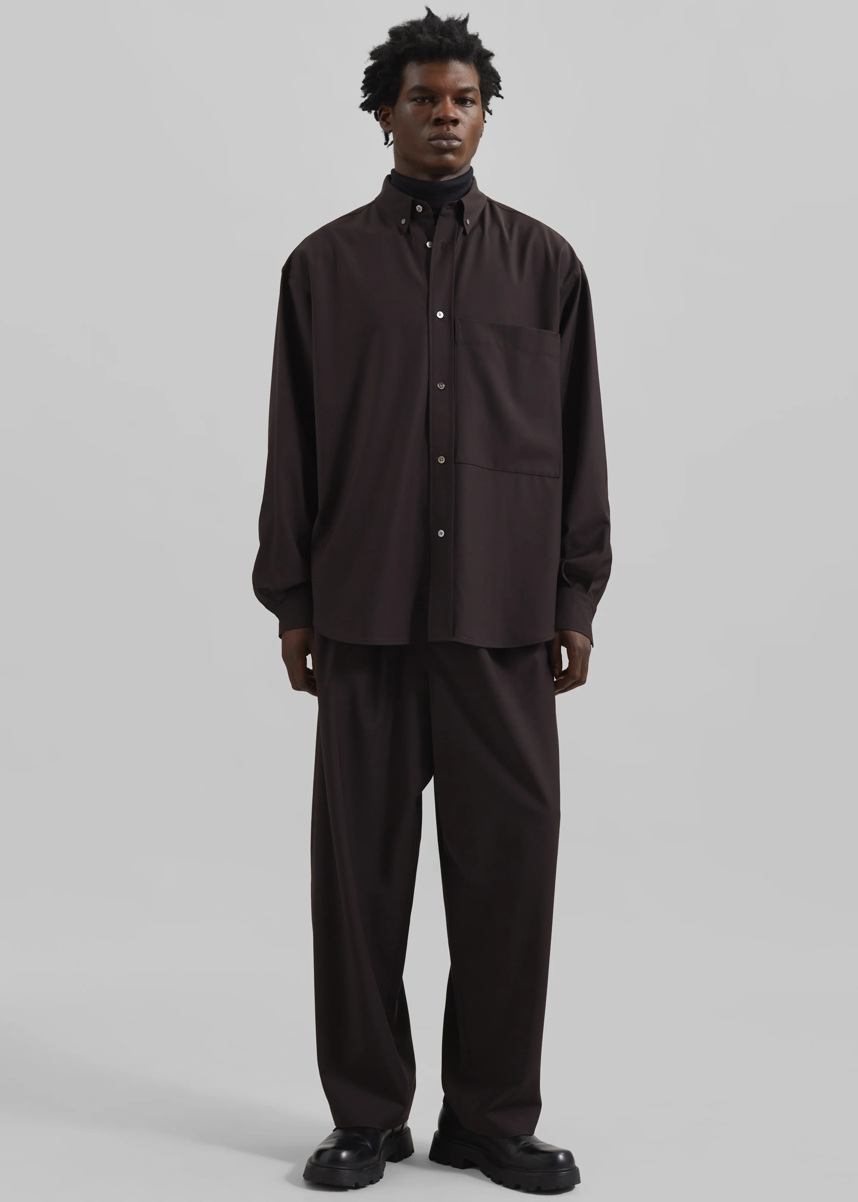 Dalton Wool Blend Trousers - Brown - Image 5