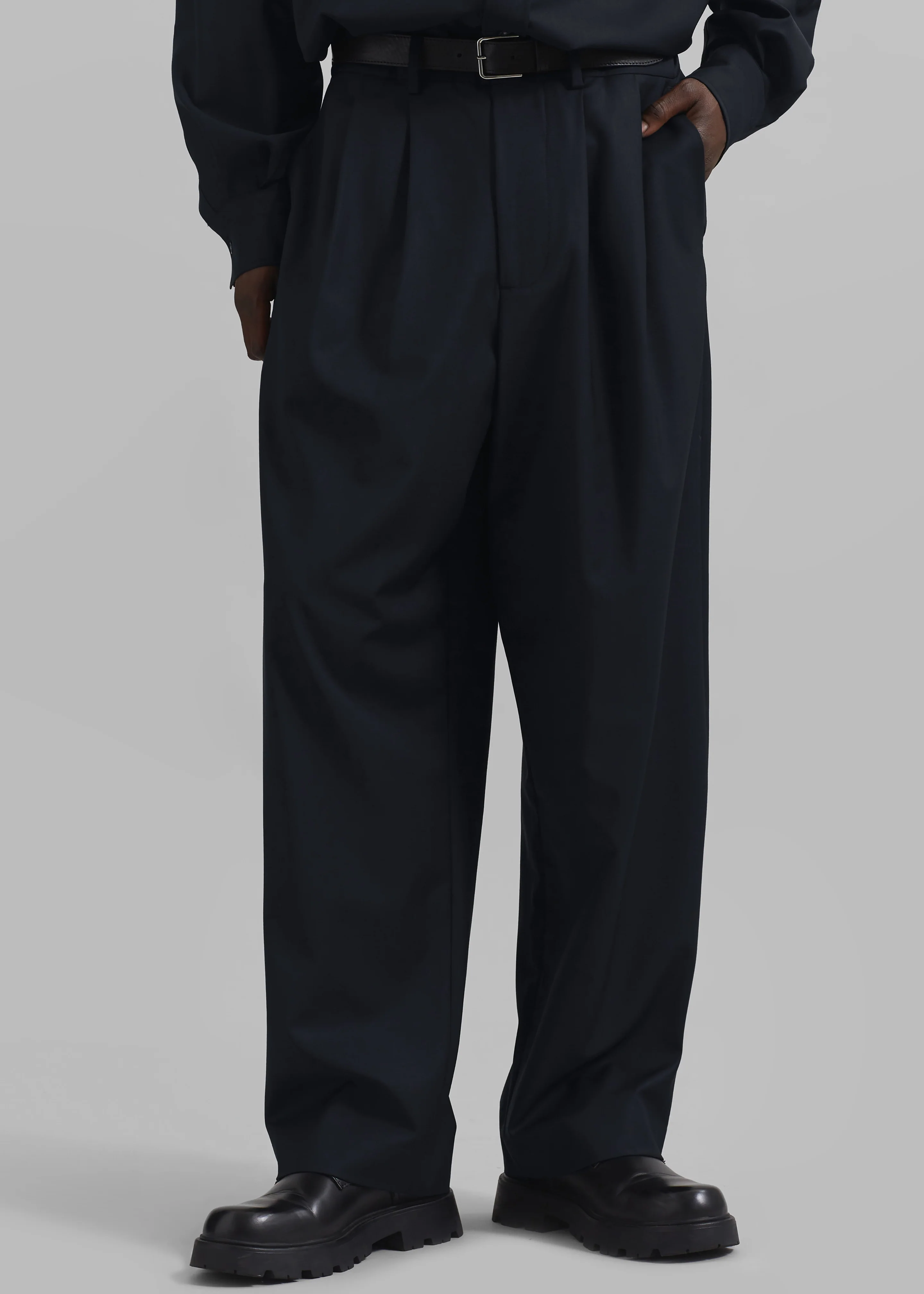 Dalton Wool Blend Trousers - Dark Navy