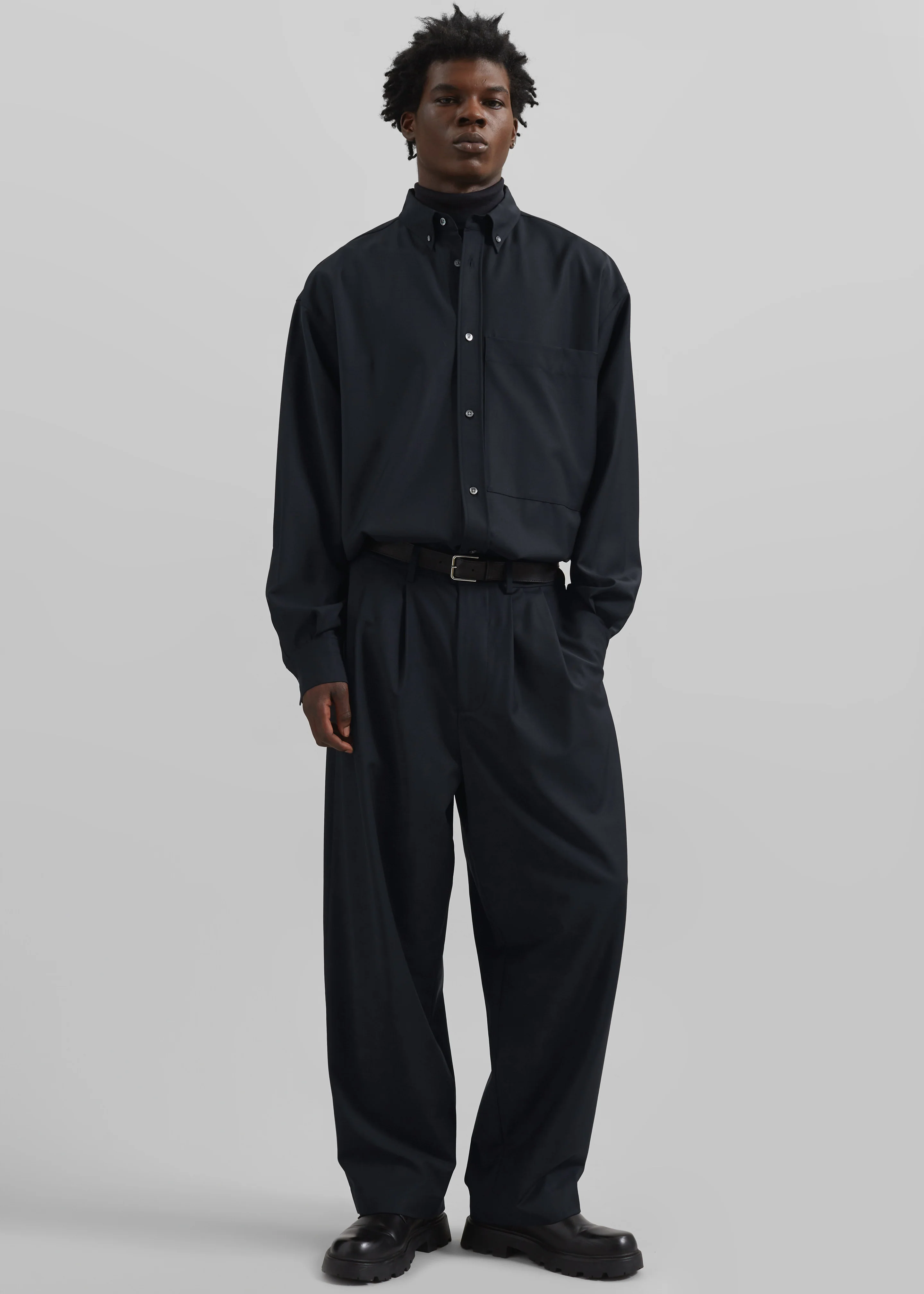 Dalton Wool Blend Trousers - Dark Navy - Image 3