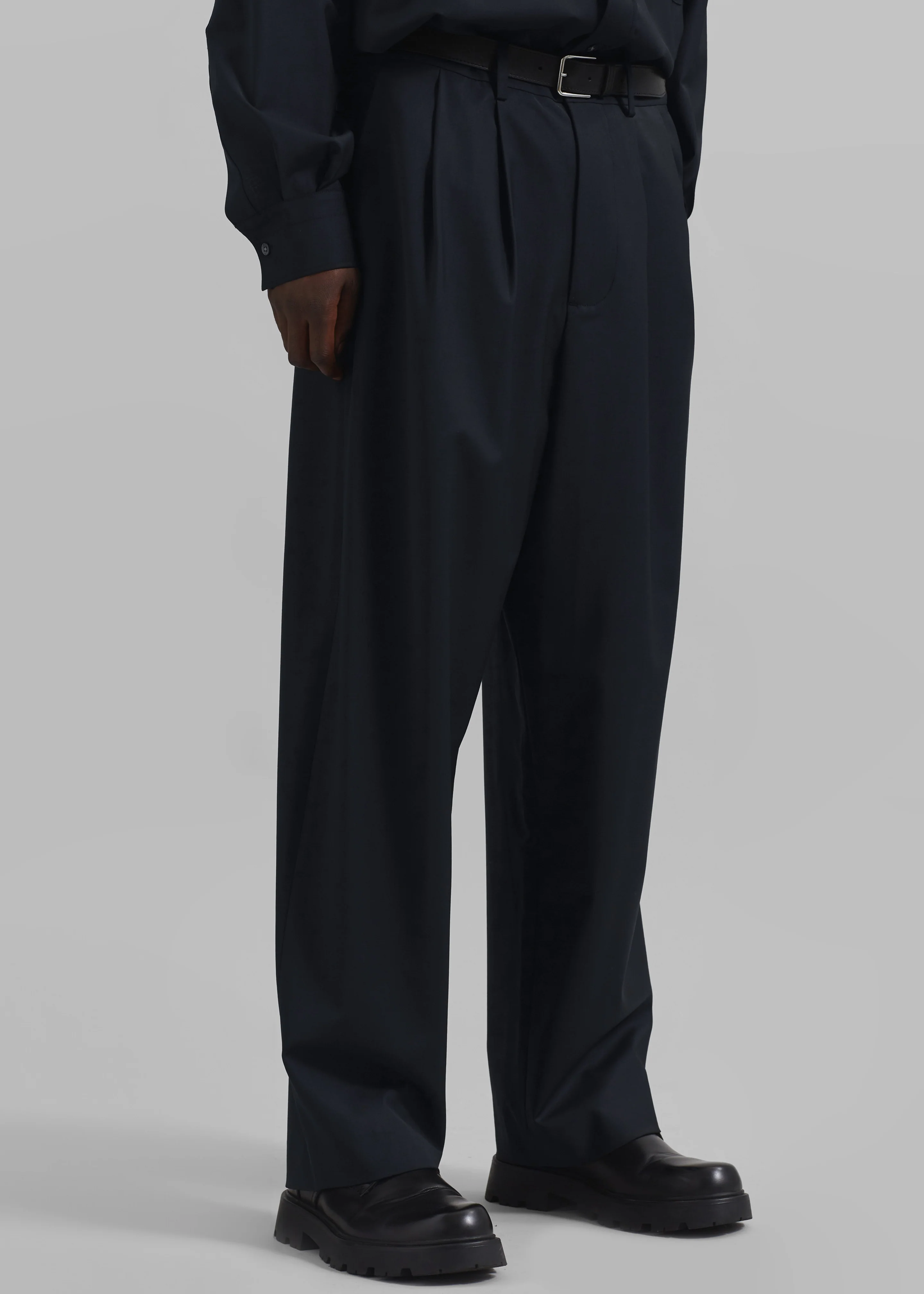 Dalton Wool Blend Trousers - Dark Navy - Image 4