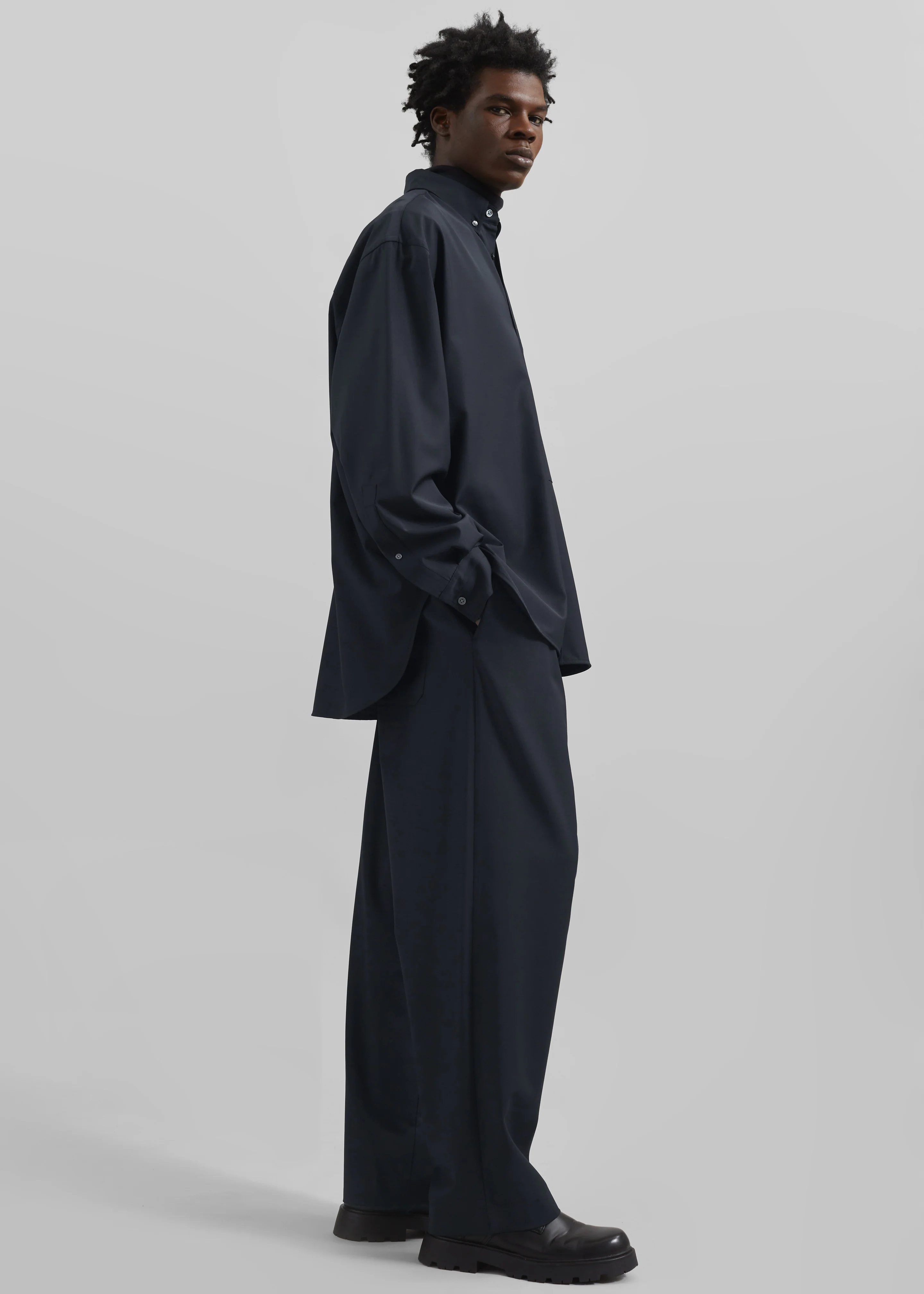Dalton Wool Blend Trousers - Dark Navy - Image 5