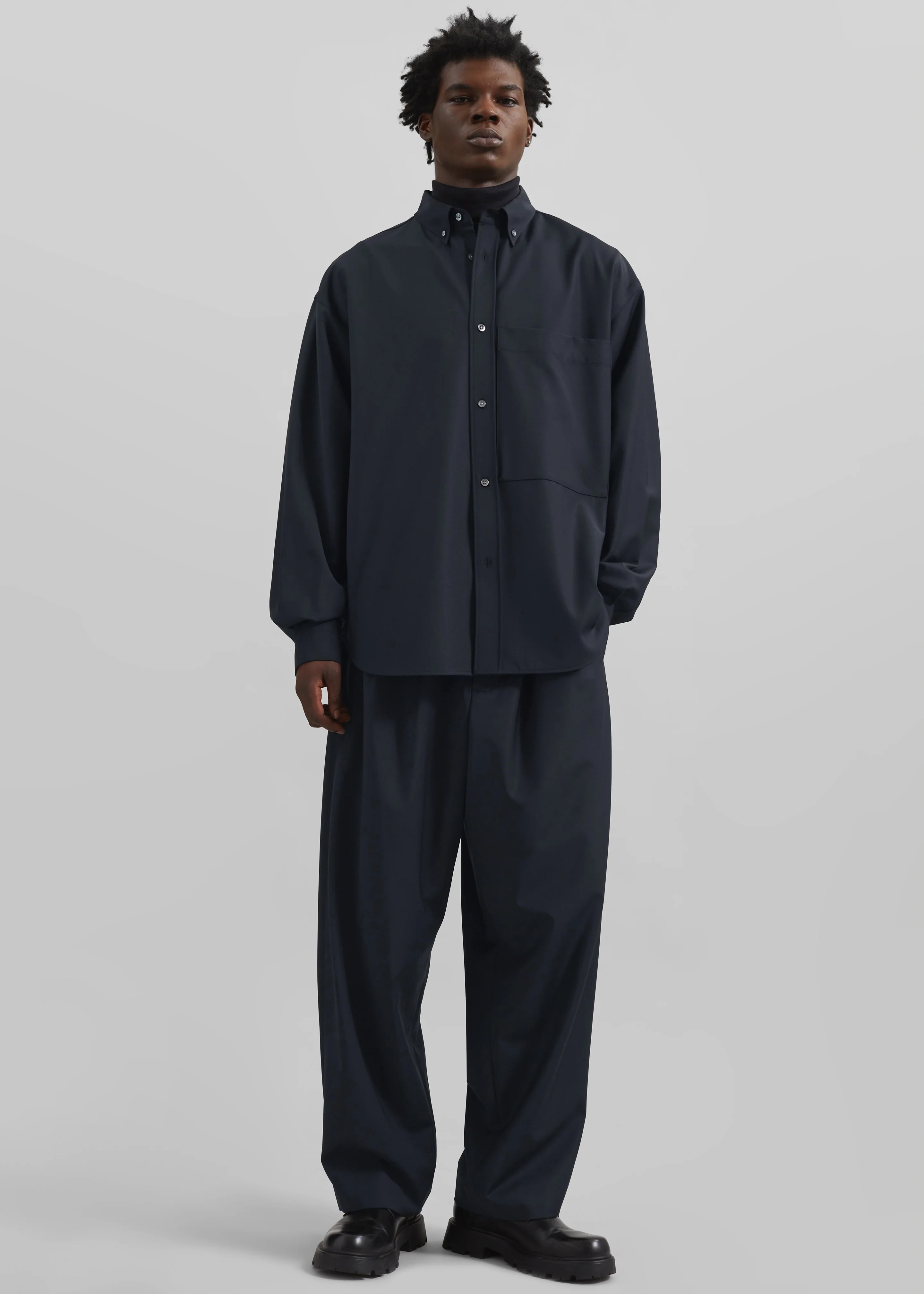 Dalton Wool Blend Trousers - Dark Navy - Image 7