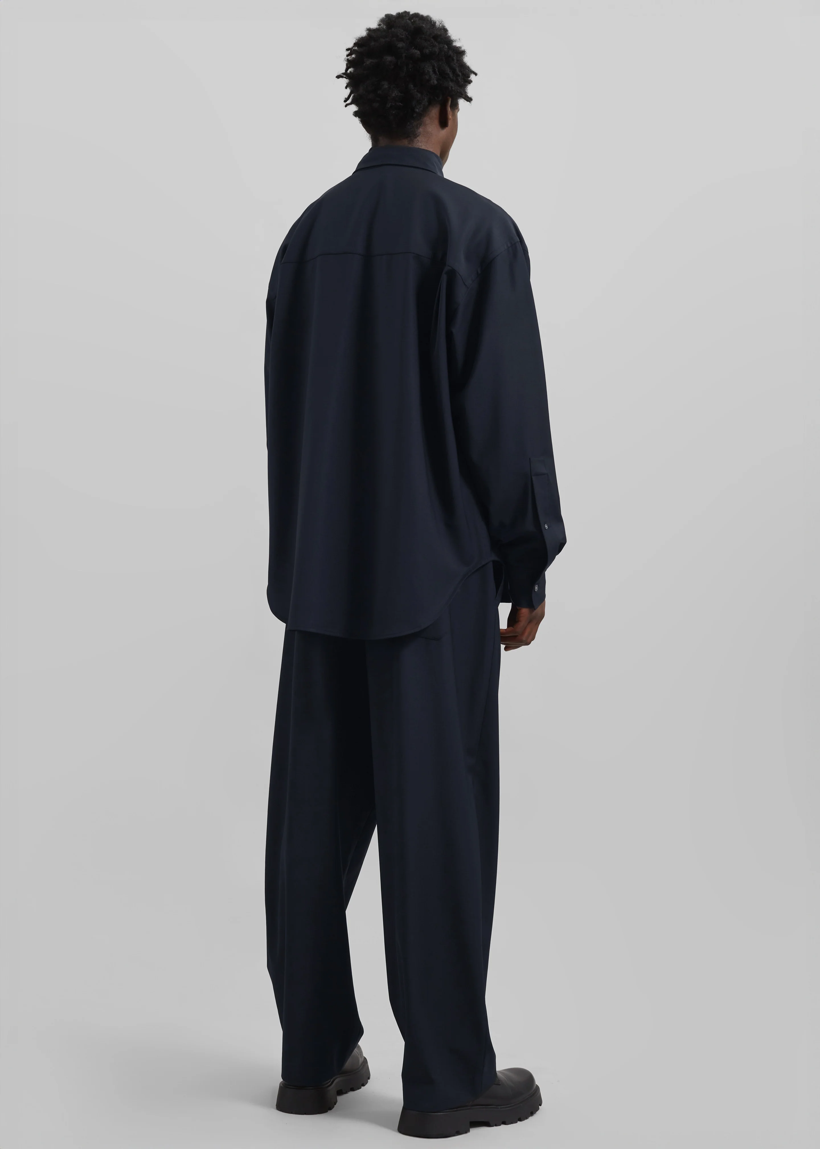 Dalton Wool Blend Trousers - Dark Navy - Image 8