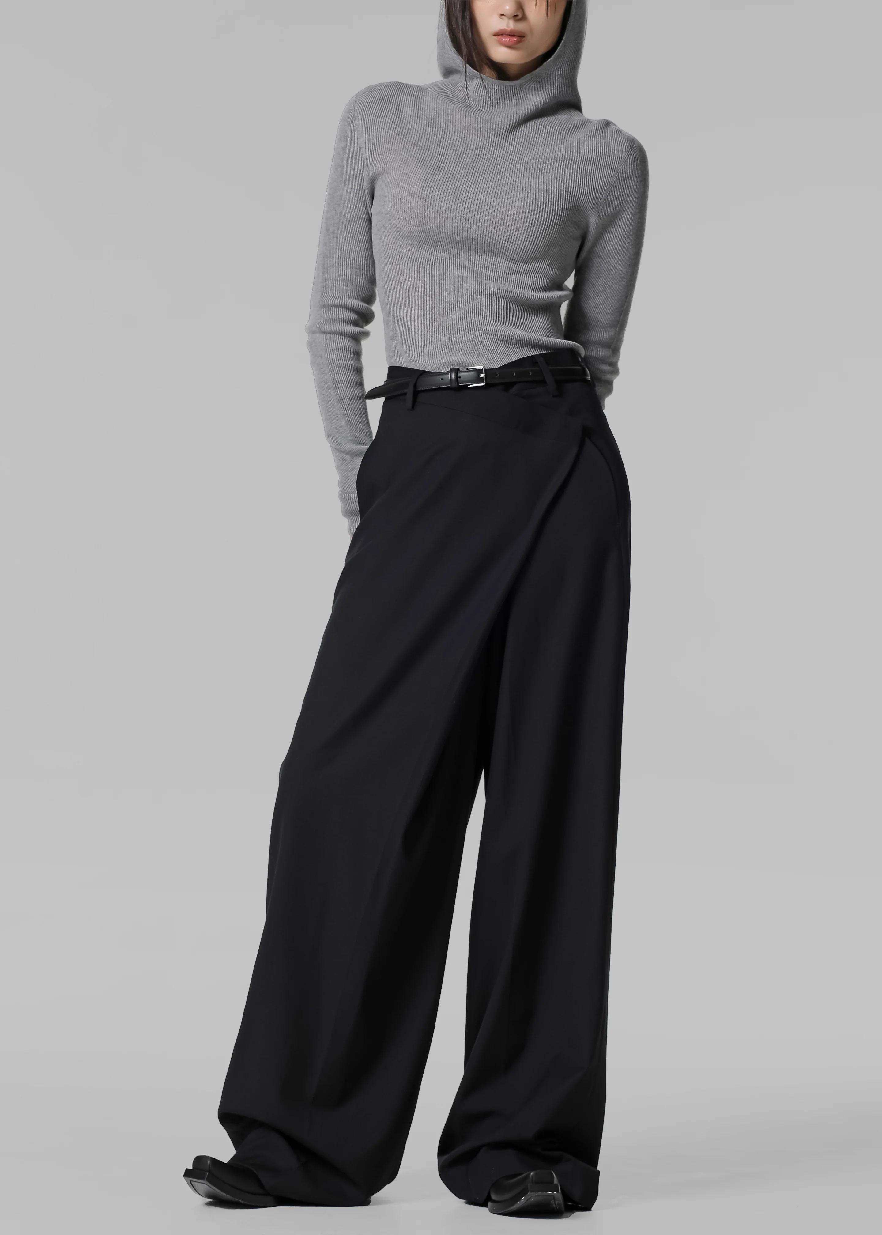 Danae Hooded Knit Top - Grey - Image 12