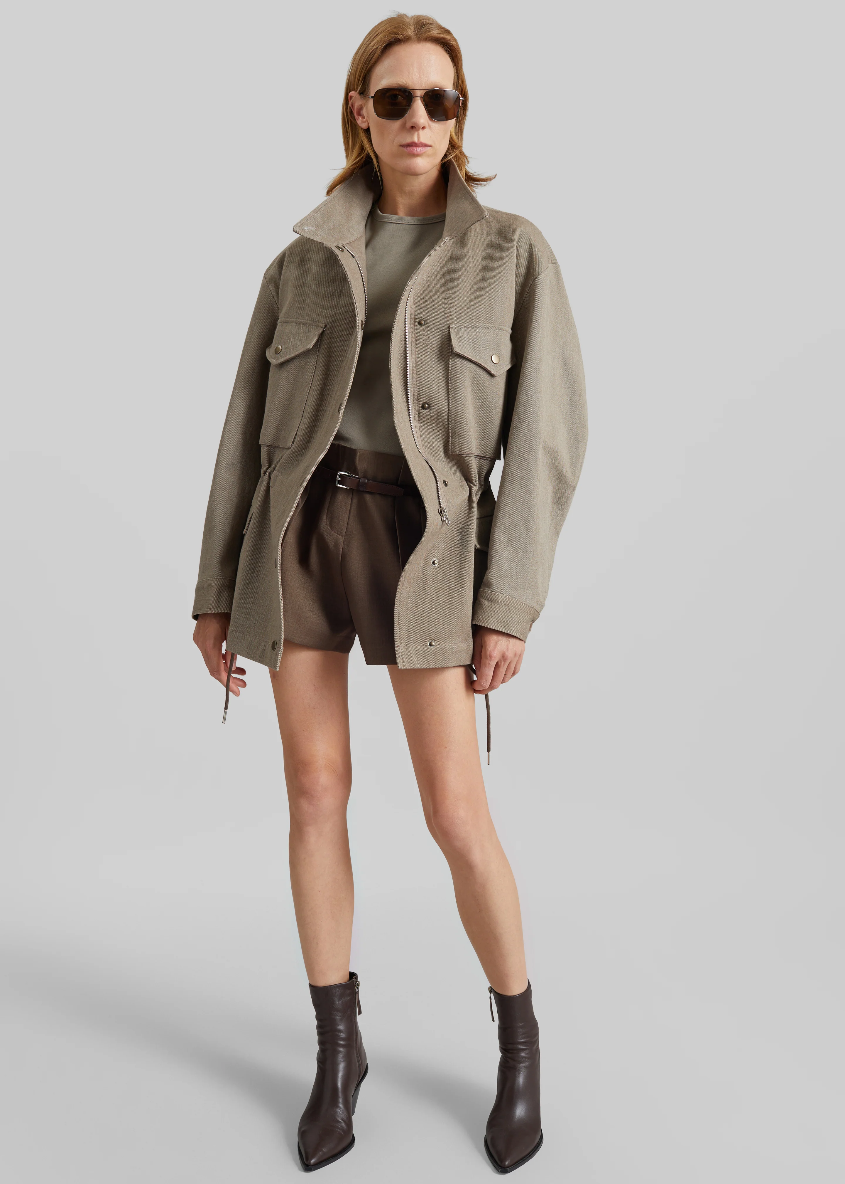 Danto Drawstring Utility Jacket - Light Brown - Image 5