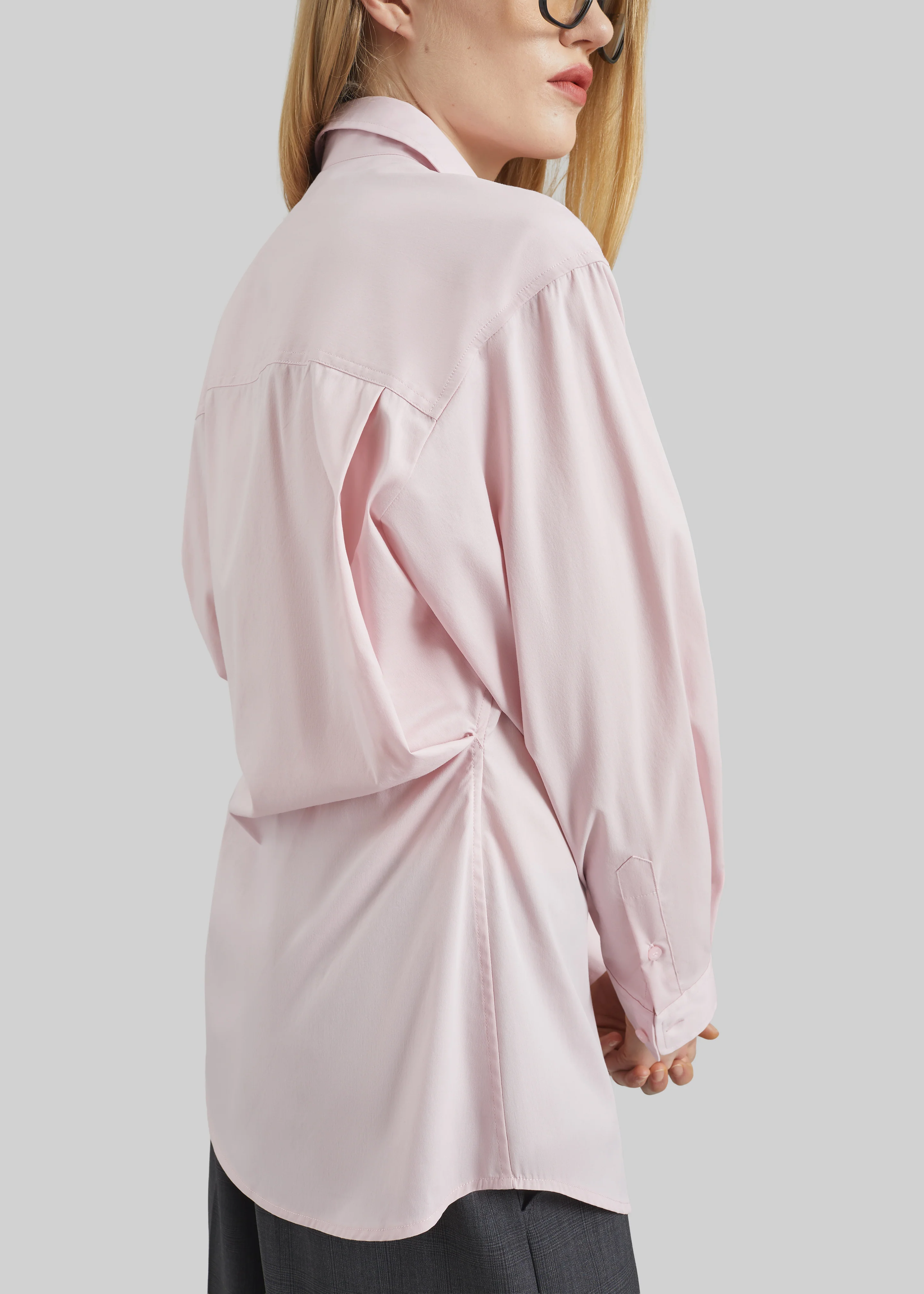 Darkpark Anne Light Cotton Popeline Tailored Shirt - Pink - Image 2