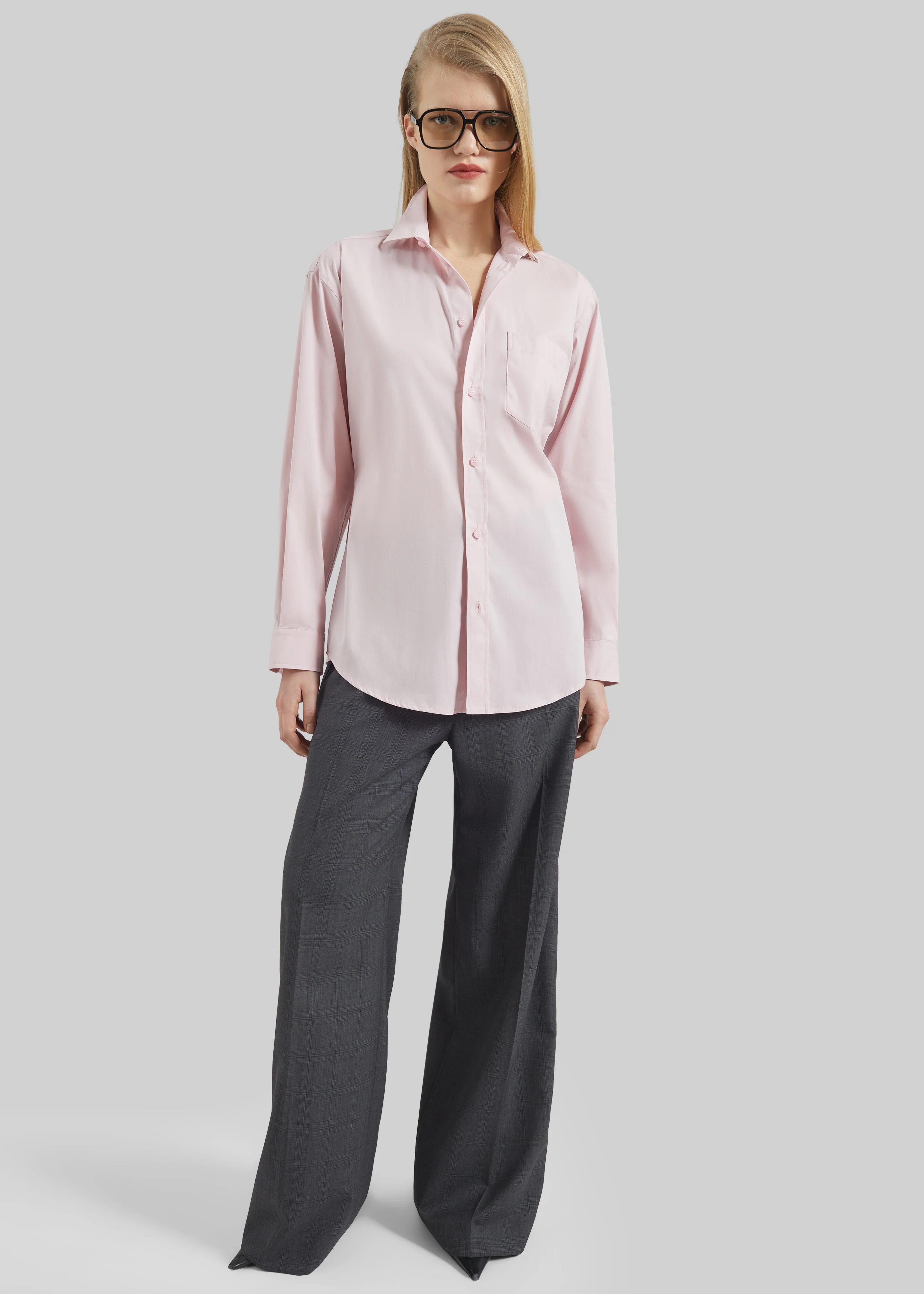 Darkpark Anne Light Cotton Popeline Tailored Shirt - Pink - Image 3