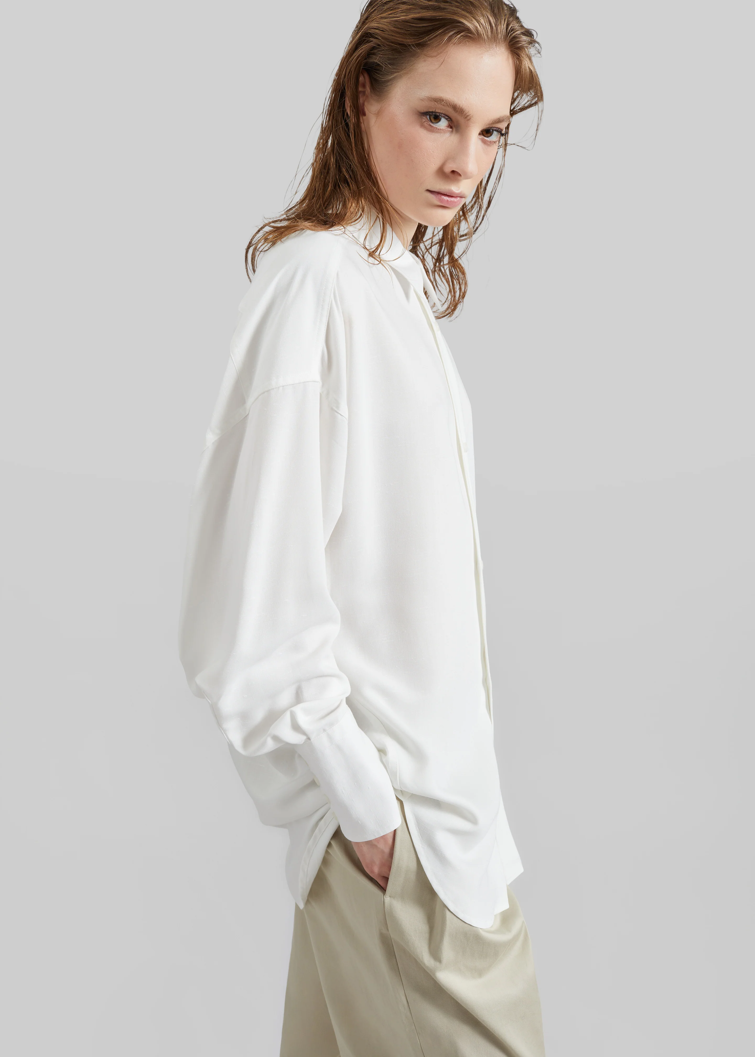 Darkpark Carla Oversize Viscose Gauze Shirt - Sugar White - Image 2