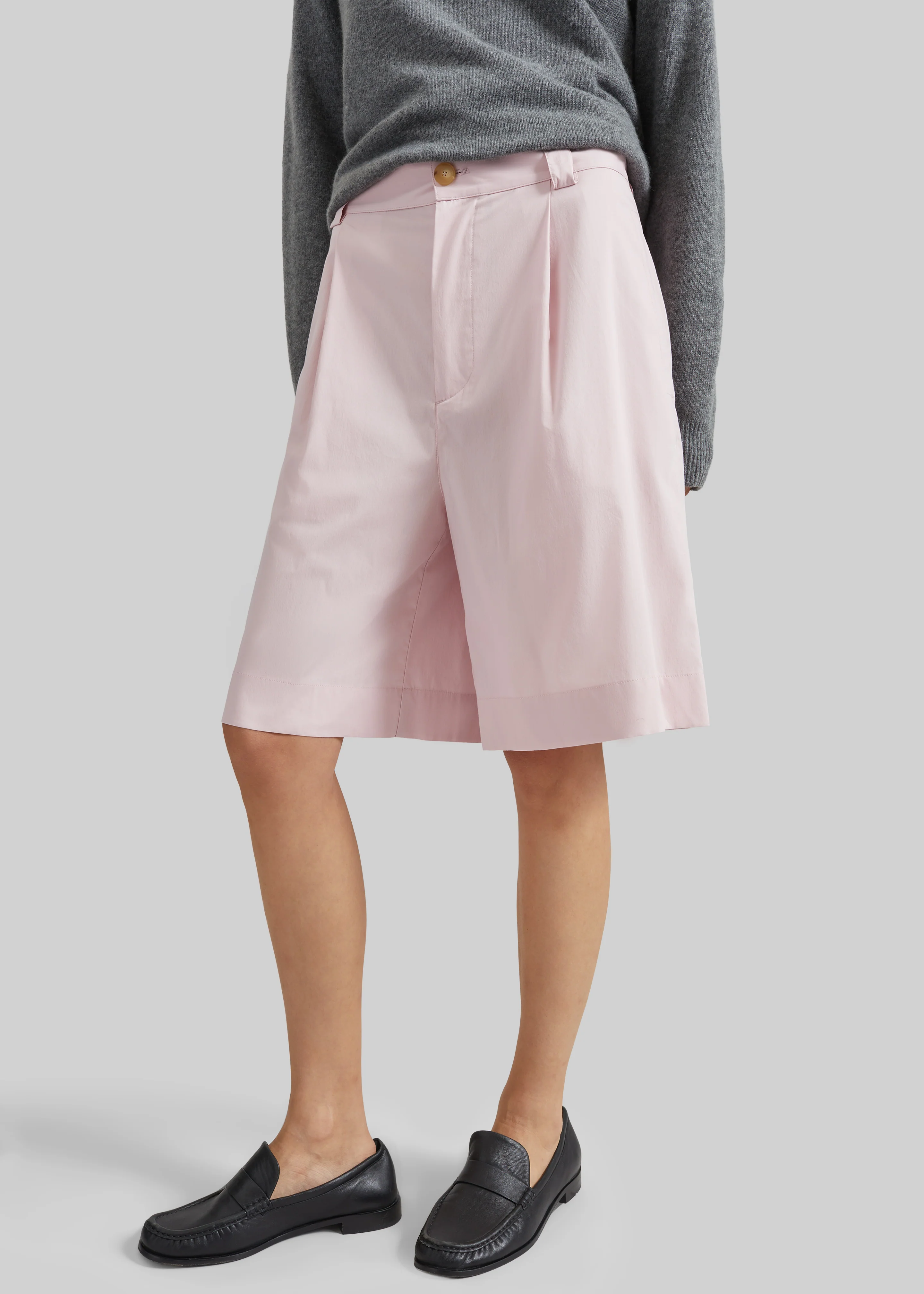 Darkpark Danielle Light Popeline Wide-Leg Shorts - Pink - Image 3