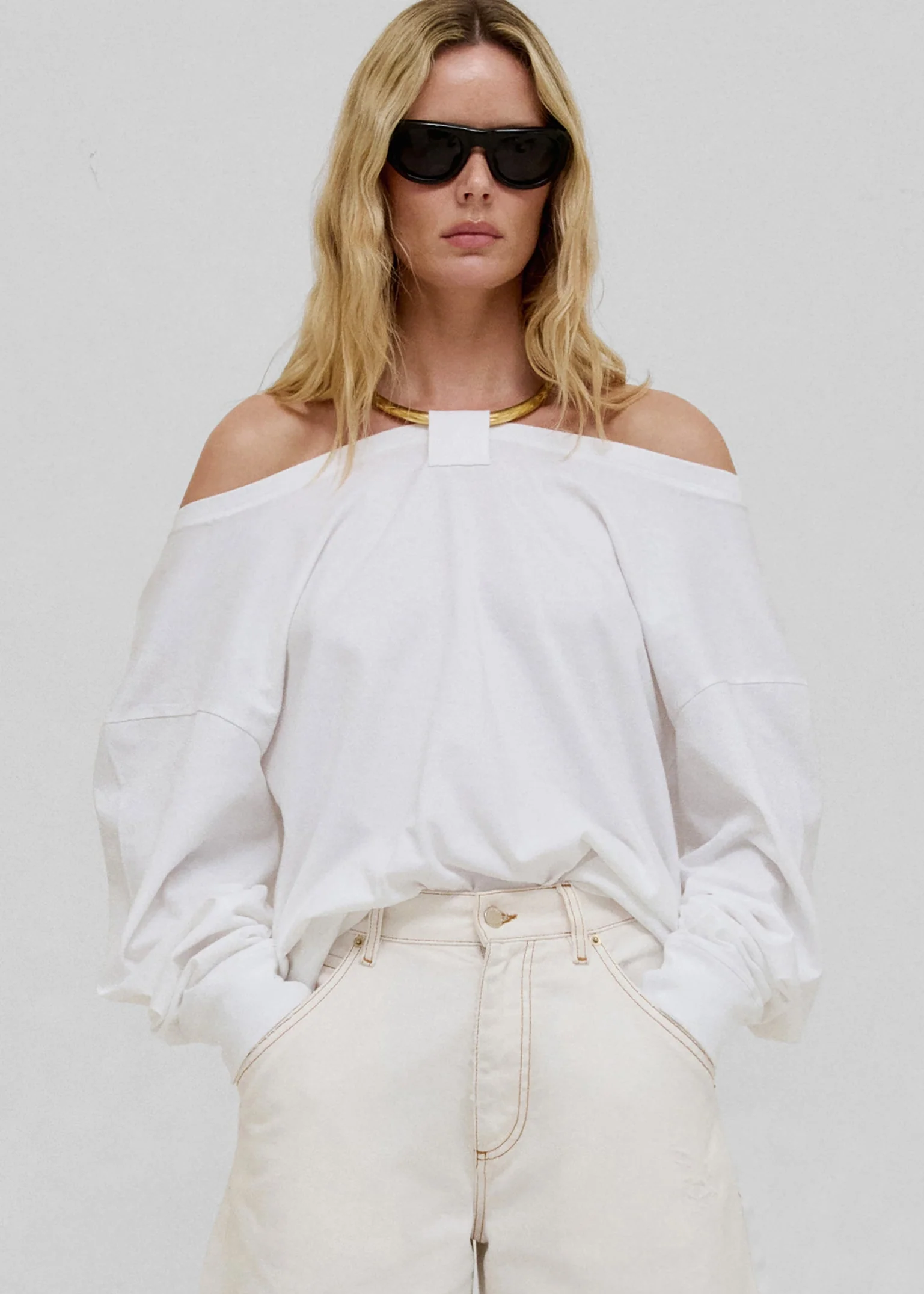 Darkpark Erin Necklace Off-Shoulder Top - White - Image 2