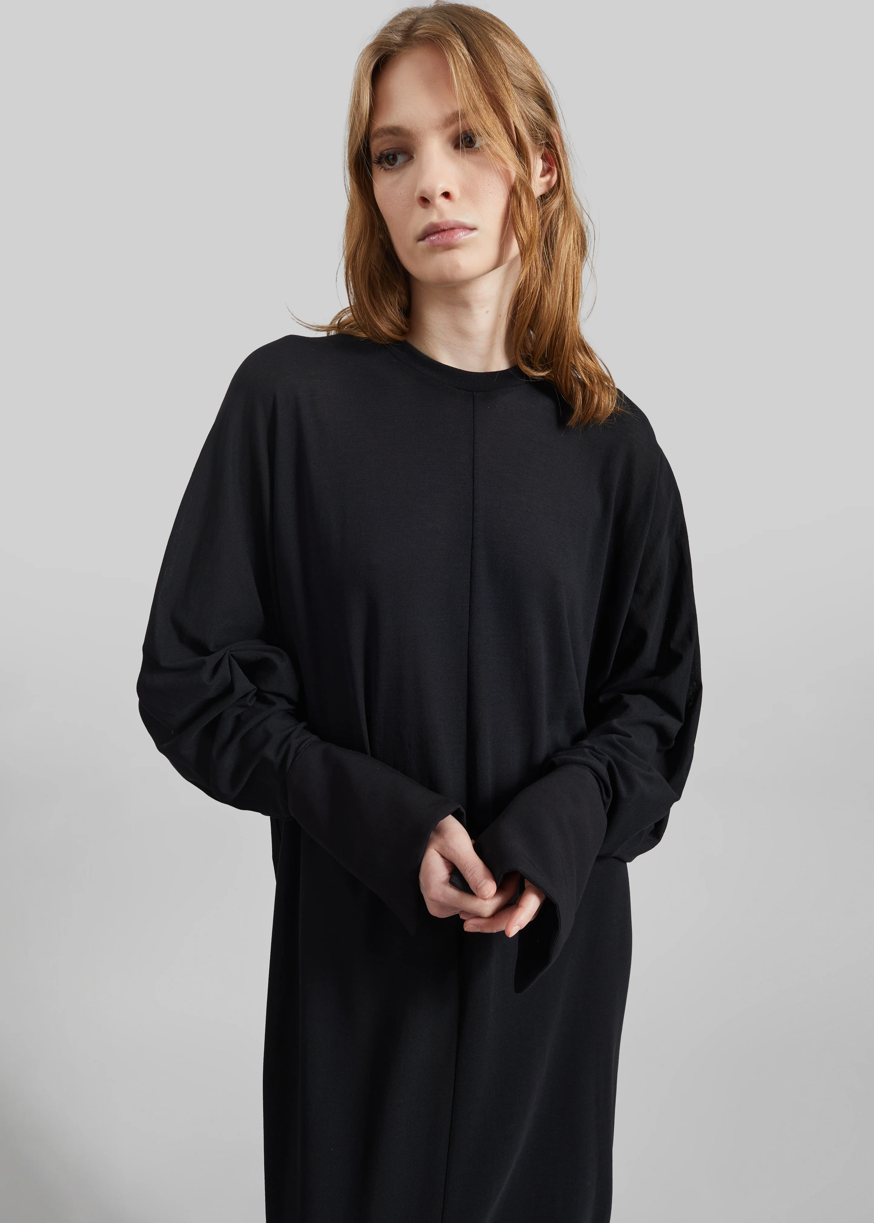 Darkpark Frida Light Jersey Cuff Long Sleeve Dress - Black - Image 2