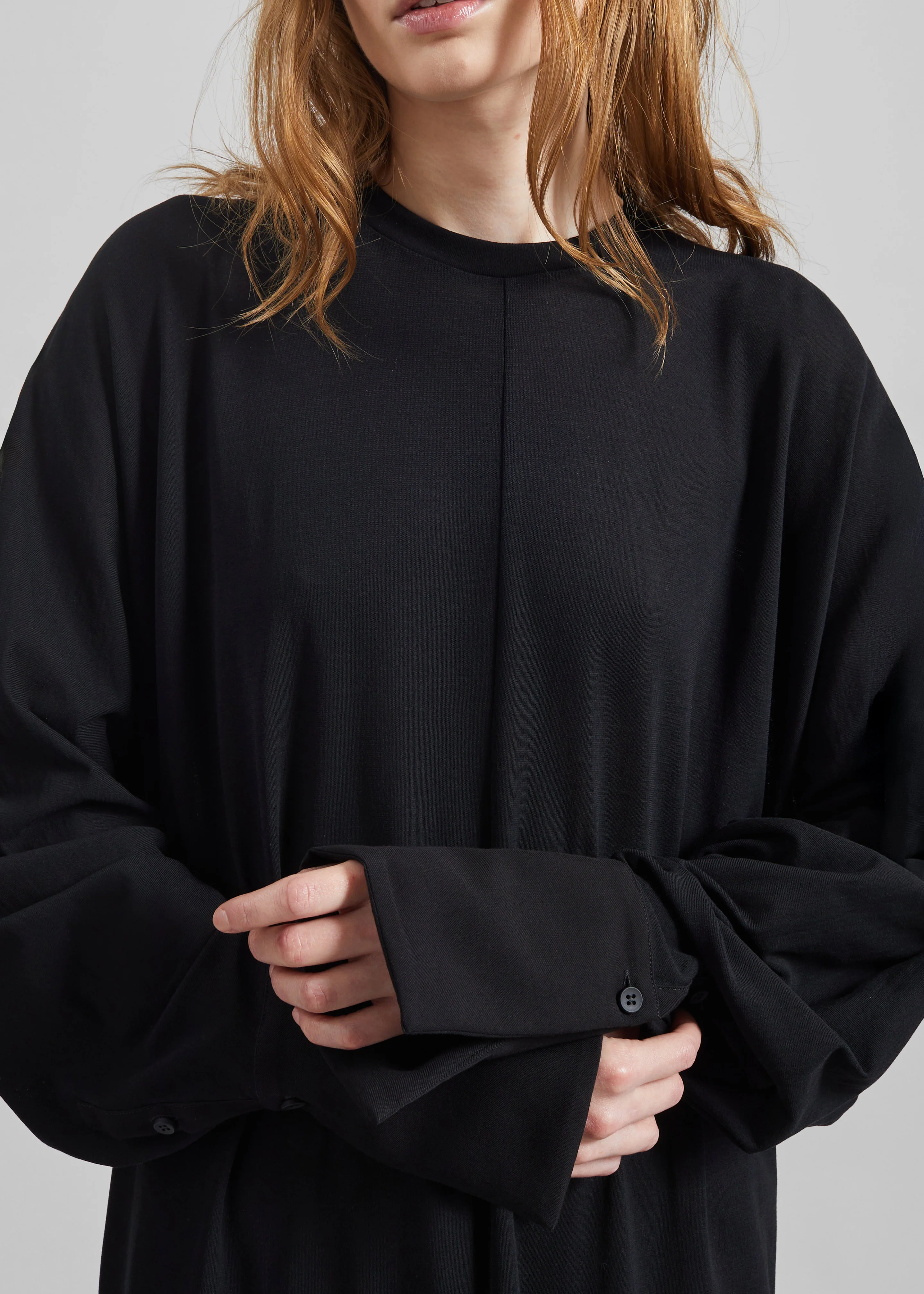 Darkpark Frida Light Jersey Cuff Long Sleeve Dress - Black - Image 6