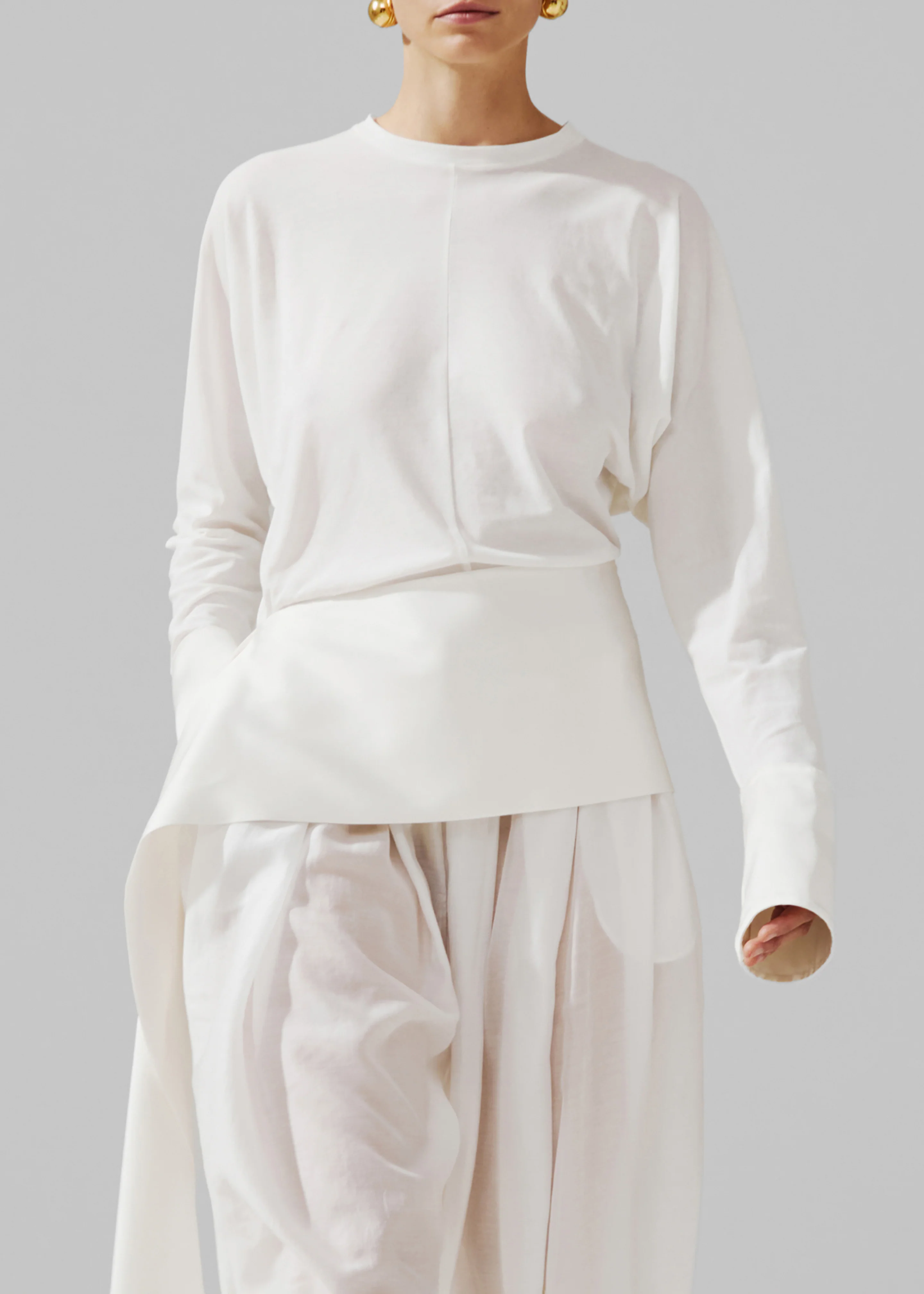Darkpark Luna Jersey Top With Dropped Satin Details - White - Image 2