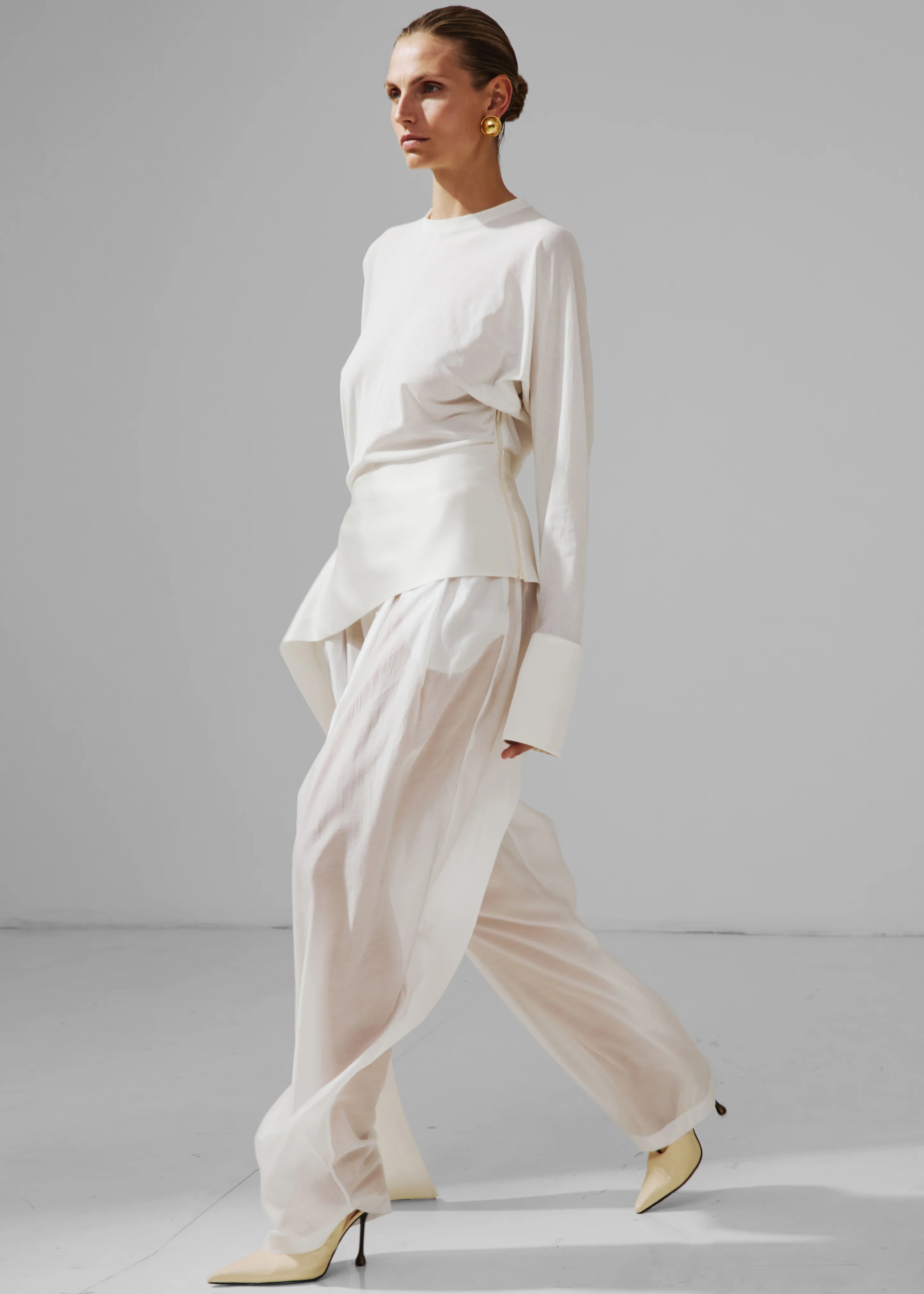Darkpark Luna Jersey Top With Dropped Satin Details - White - Image 3