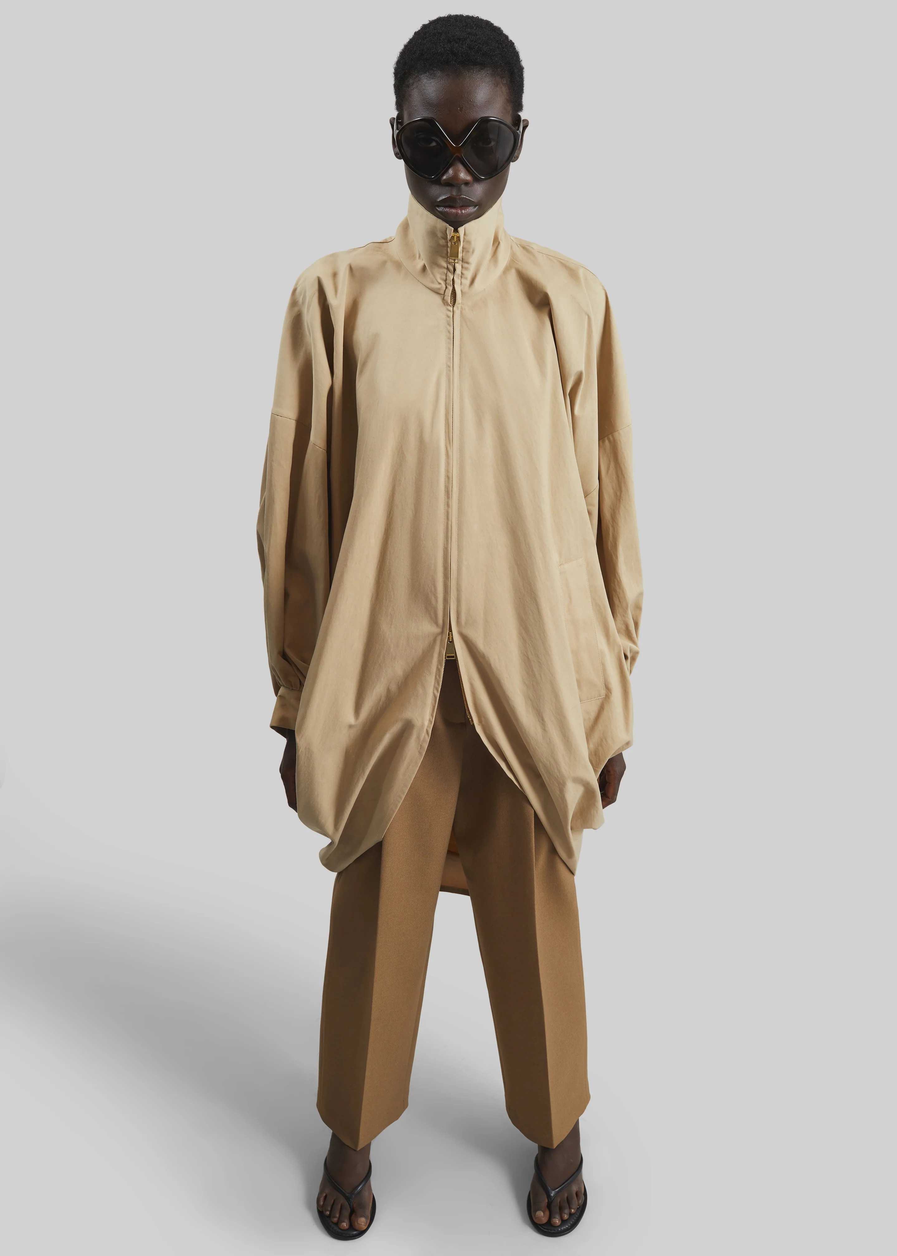 Darkpark Norma Draped Sleeves Bomber Jacket - Beige - Image 2