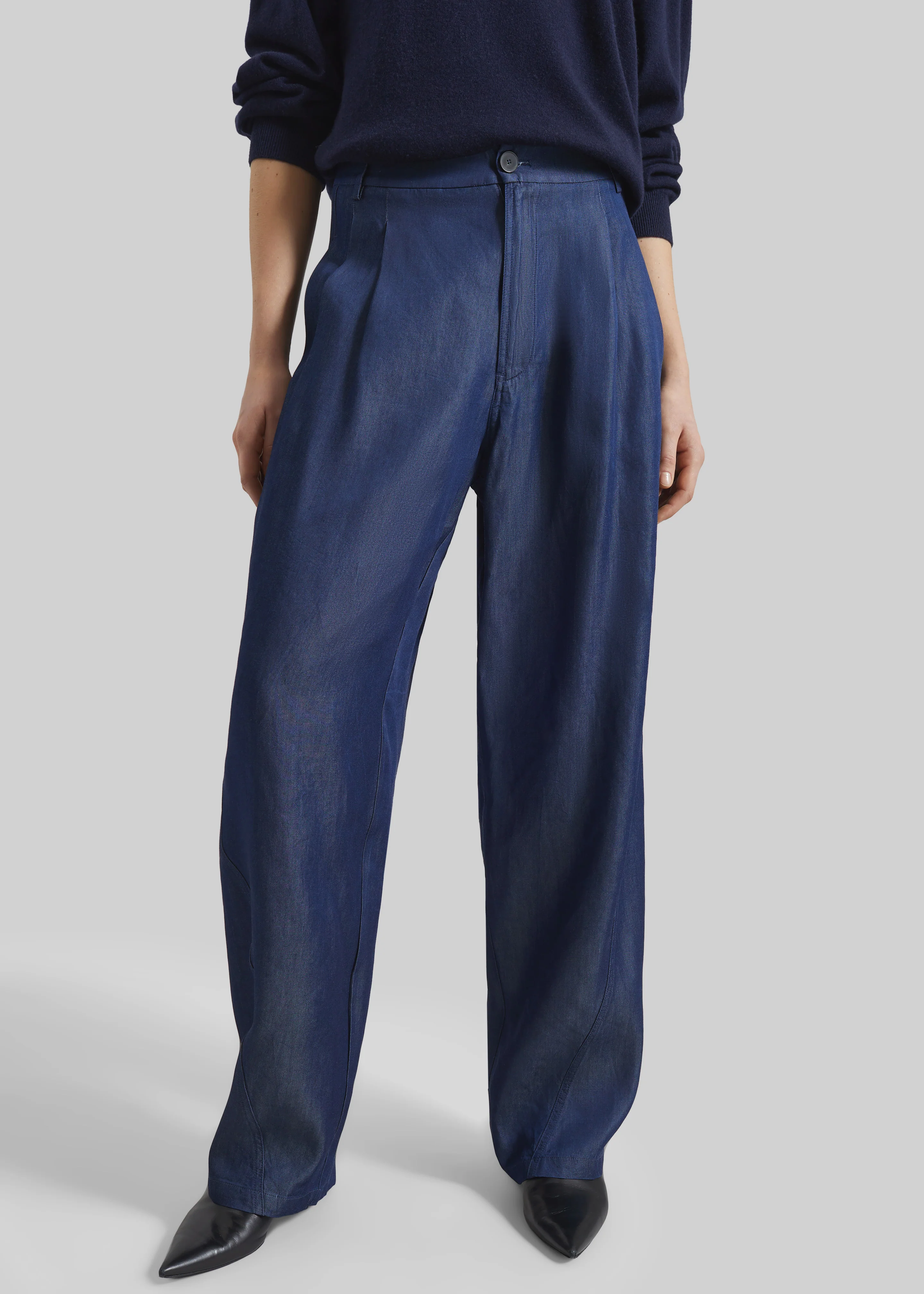 Darkpark Phebe Light Chambray Wide-Leg Pants - Blue Denim - Image 2