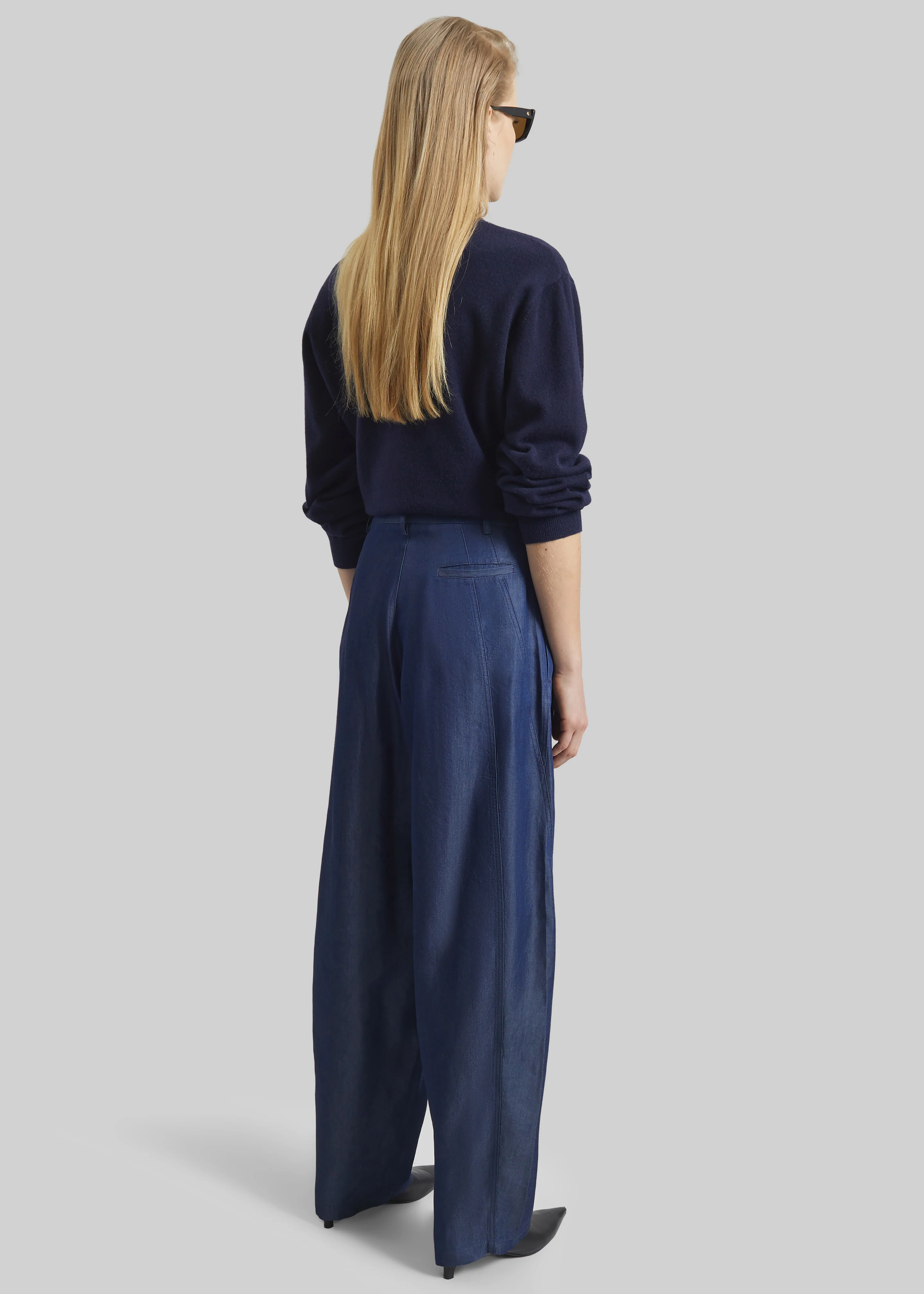 Darkpark Phebe Light Chambray Wide-Leg Pants - Blue Denim - Image 6