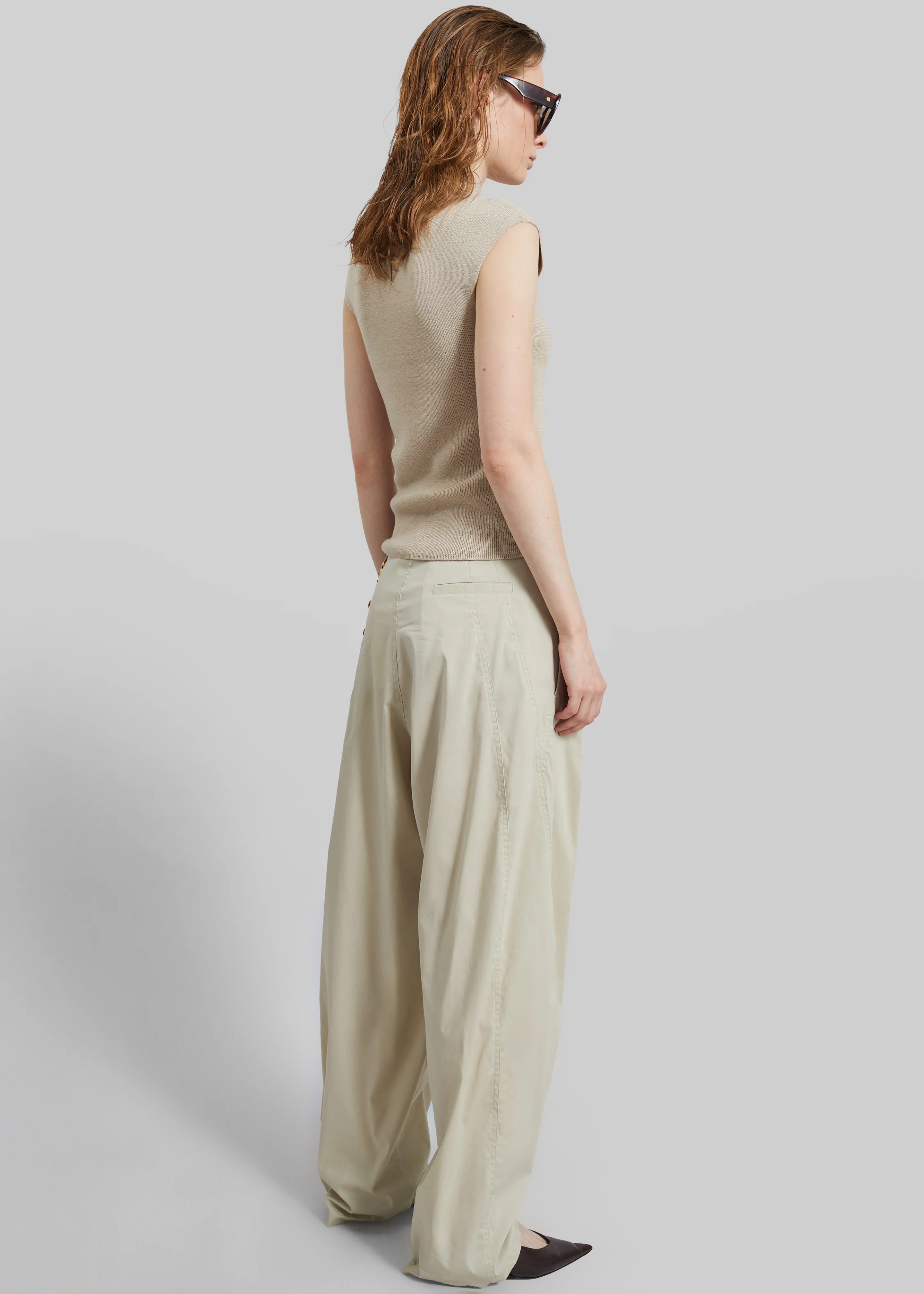 Darkpark Phebe Light Cotton Popeline Wide-Leg Pants - Beige - Image 6