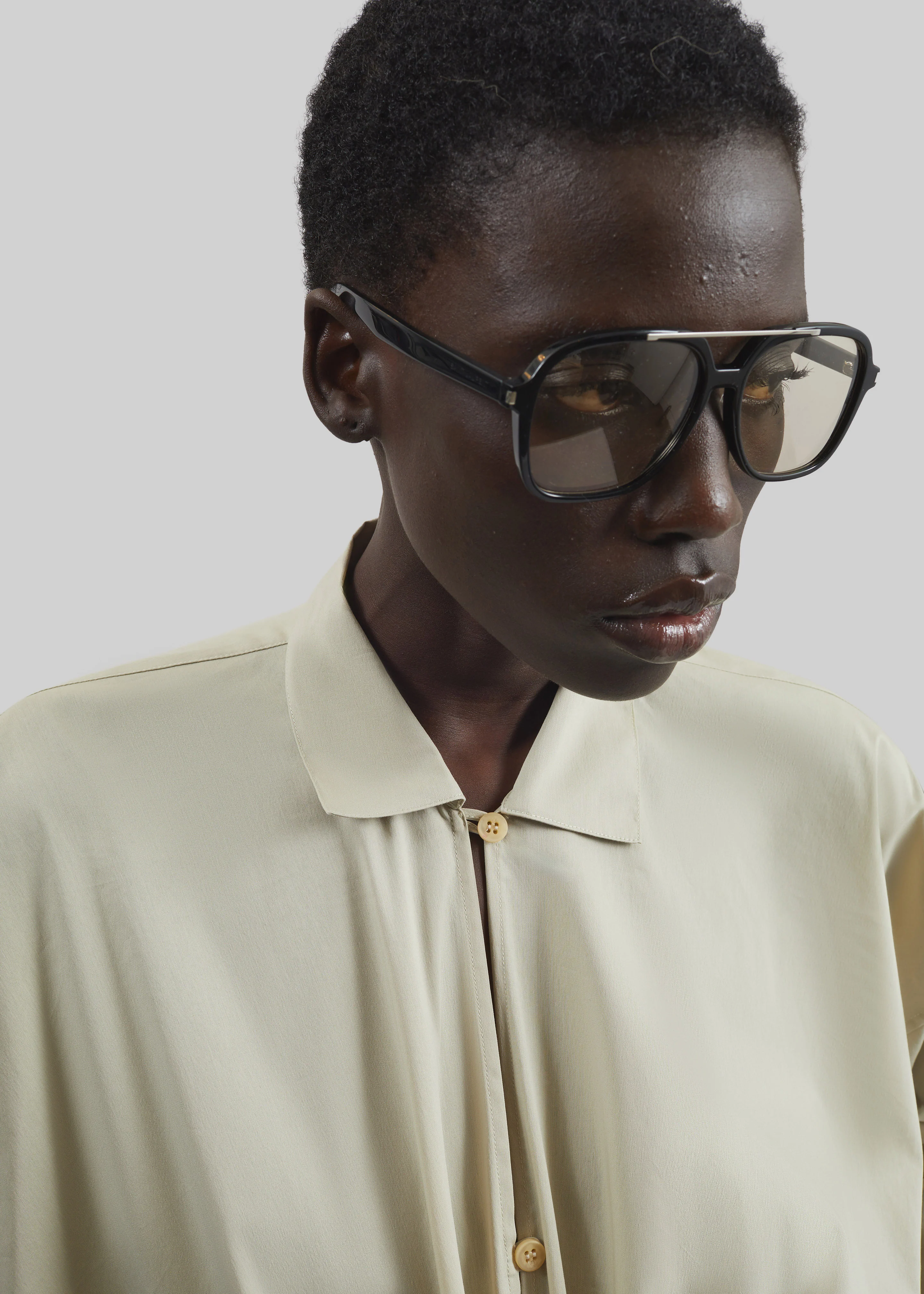 Darkpark Romy Light Cotton Popeline Drap Shirt - Beige - Image 3