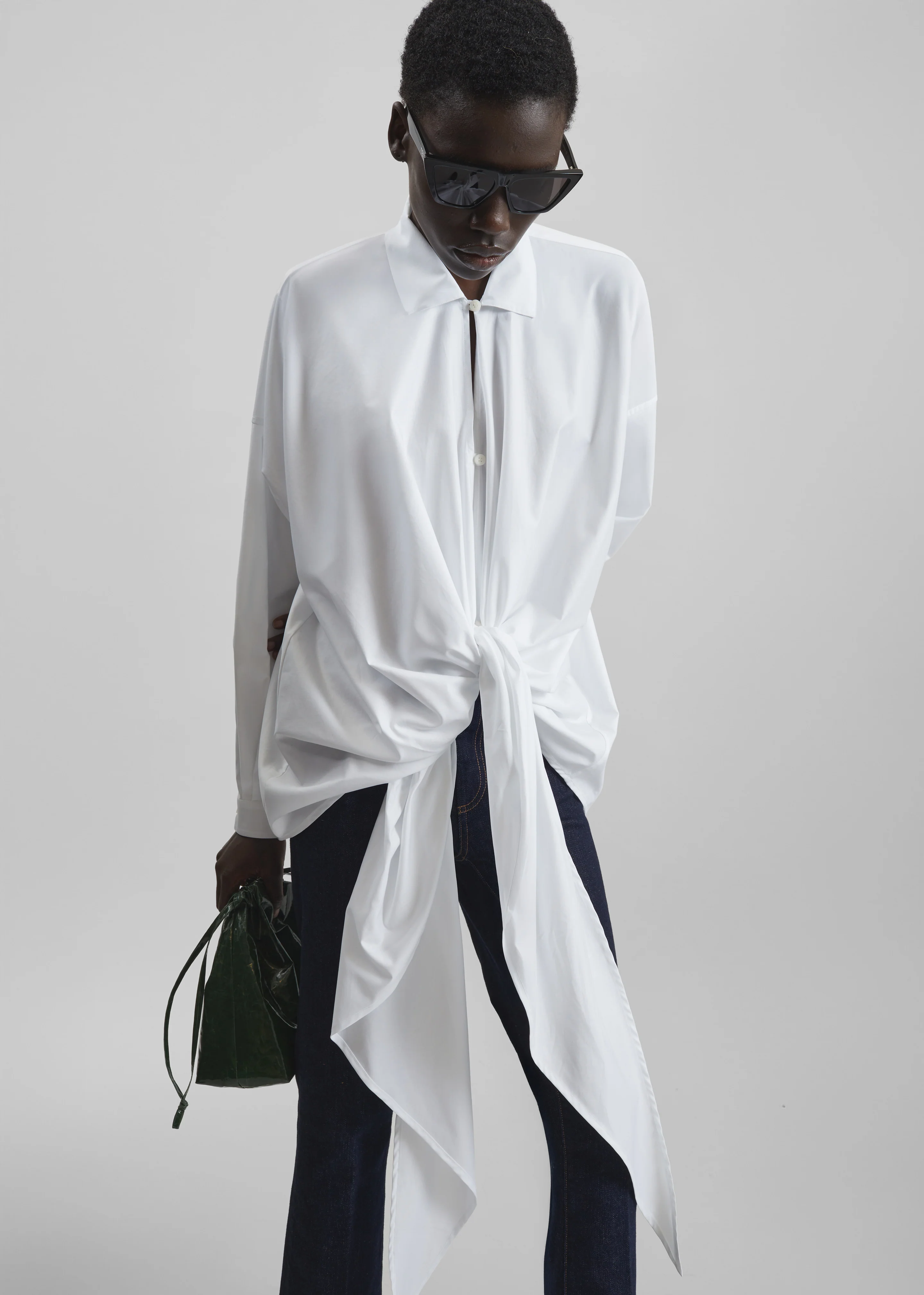 Darkpark Romy Light Cotton Popeline Drap Shirt - White - Image 2