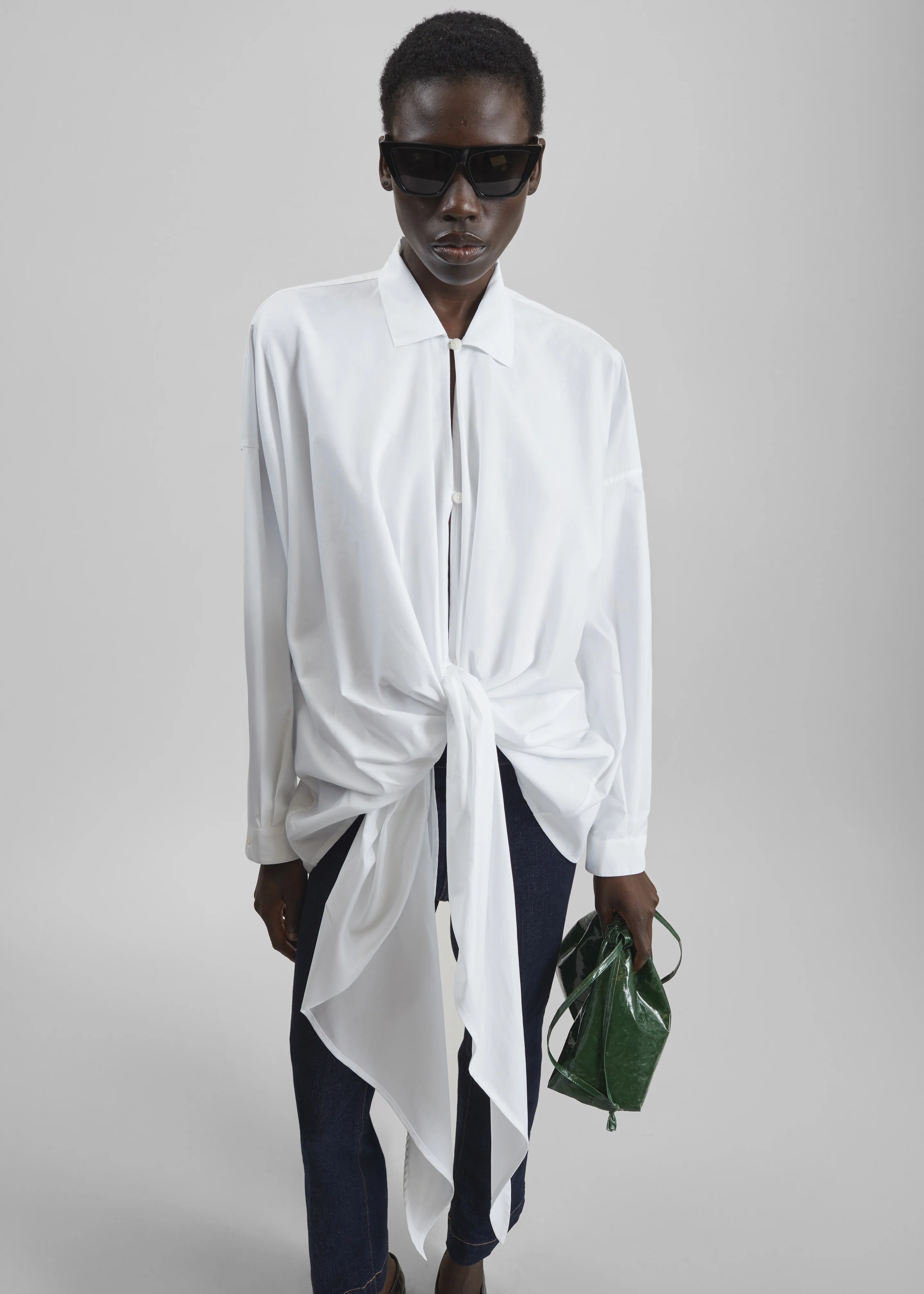 Darkpark Romy Light Cotton Popeline Drap Shirt - White - Image 3