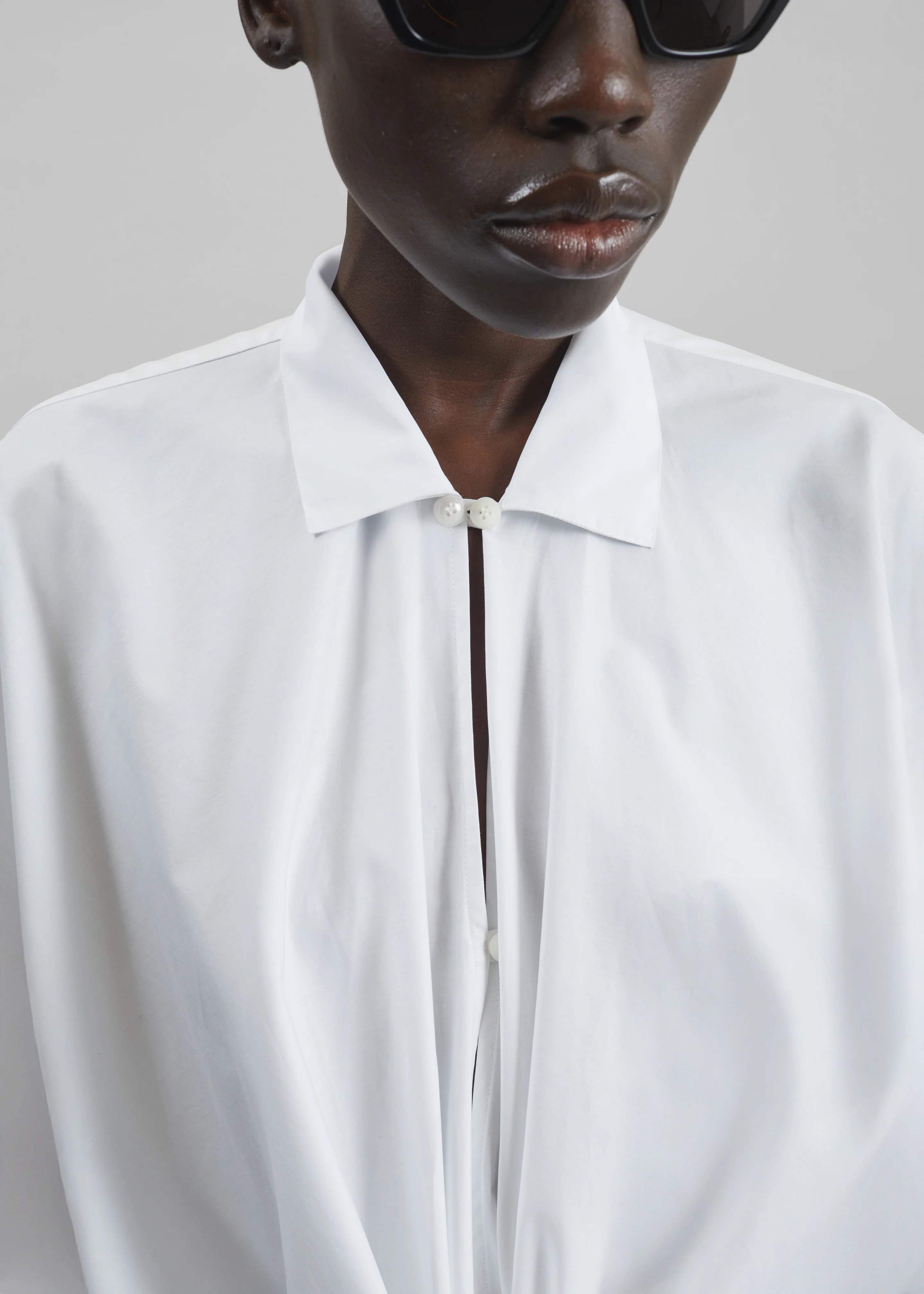 Darkpark Romy Light Cotton Popeline Drap Shirt - White - Image 5