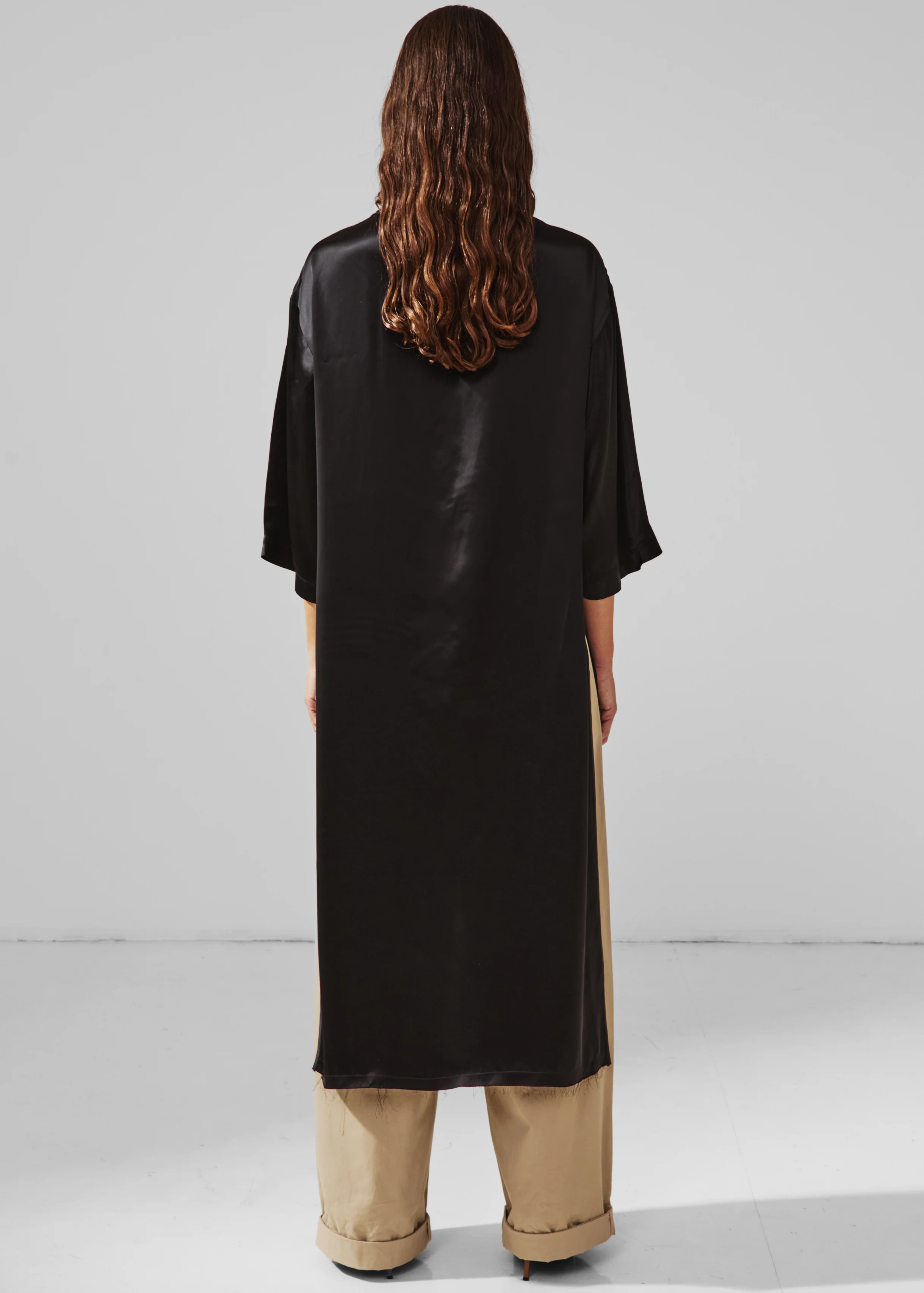 Darkpark Tara Satin Asymmetric Shirt - Black - Image 4