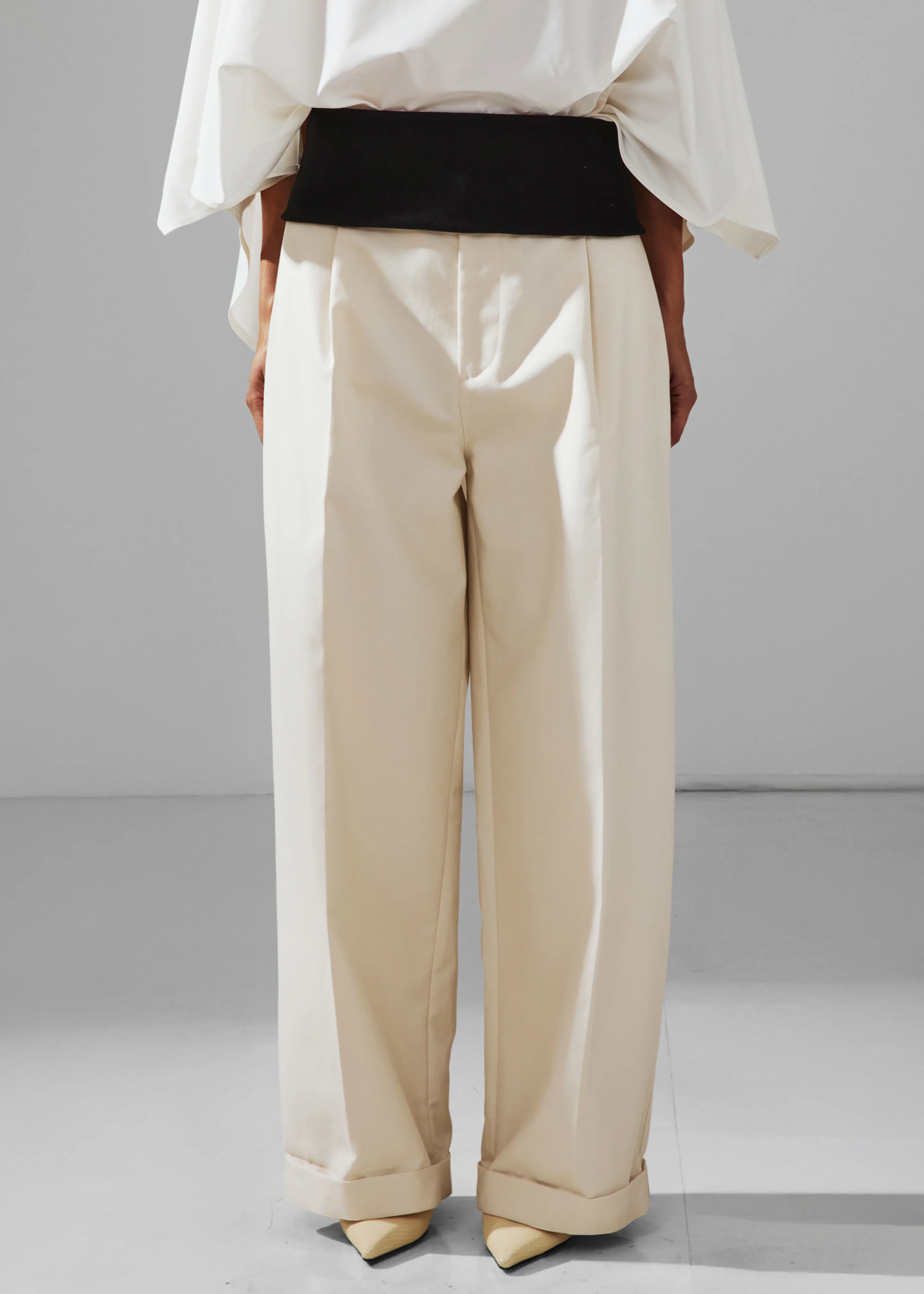 Darkpark Wendy Elastic Waist Wide-Leg Trousers - White - Image 2