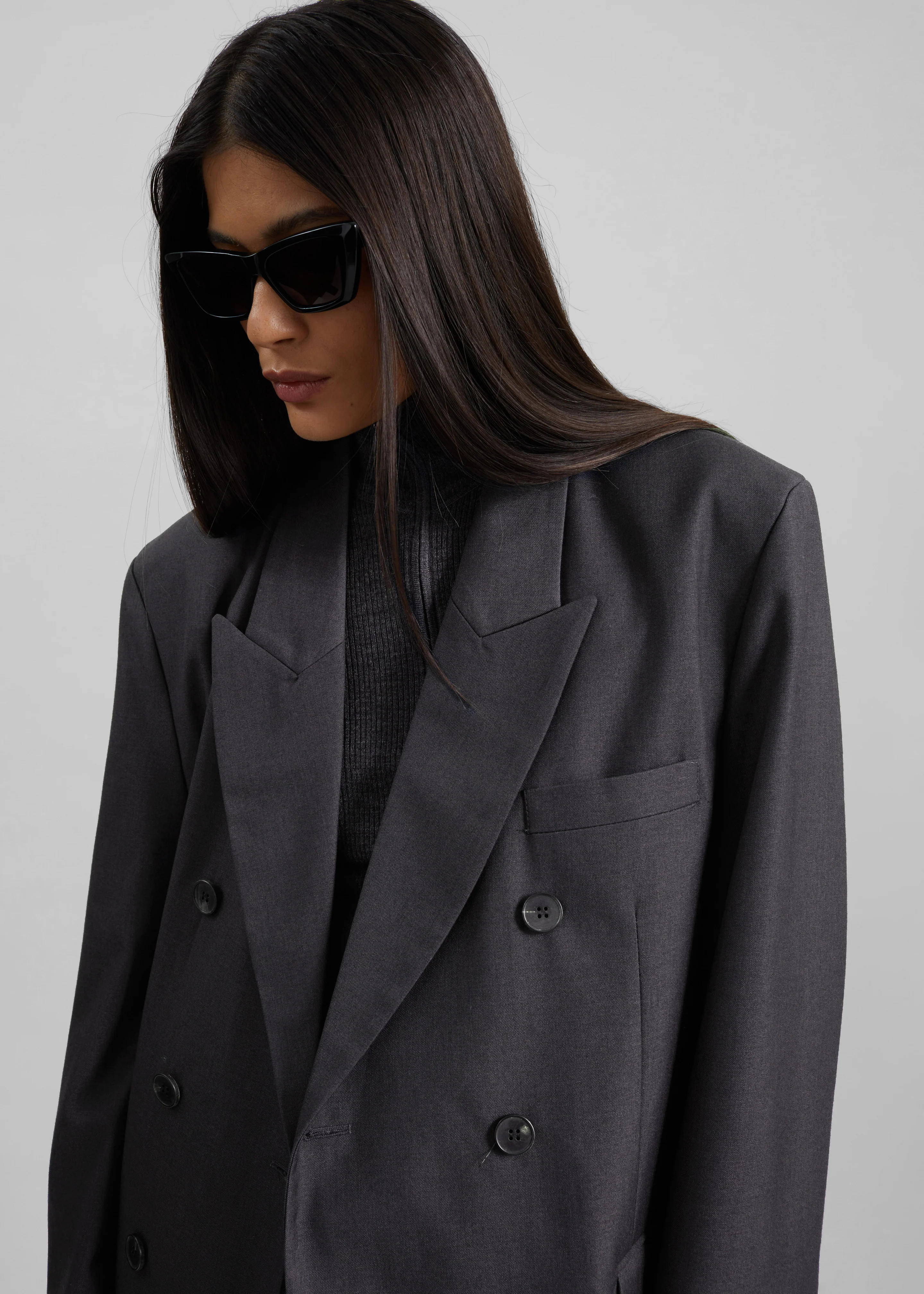 Daroca Double-Breasted Blazer - Charcoal - Image 6