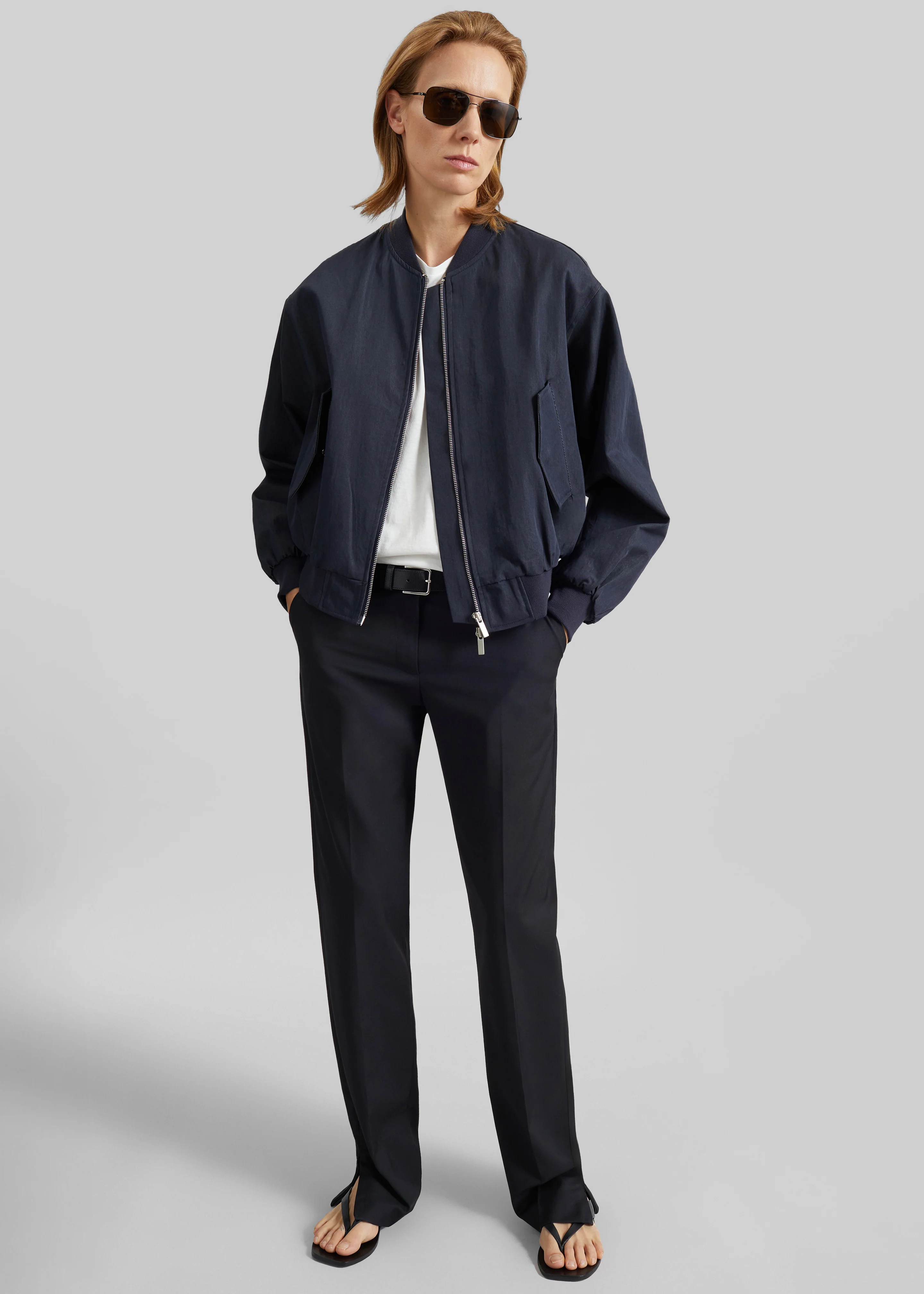 Davron Denim Effect Bomber Jacket - Dark Navy - Image 5