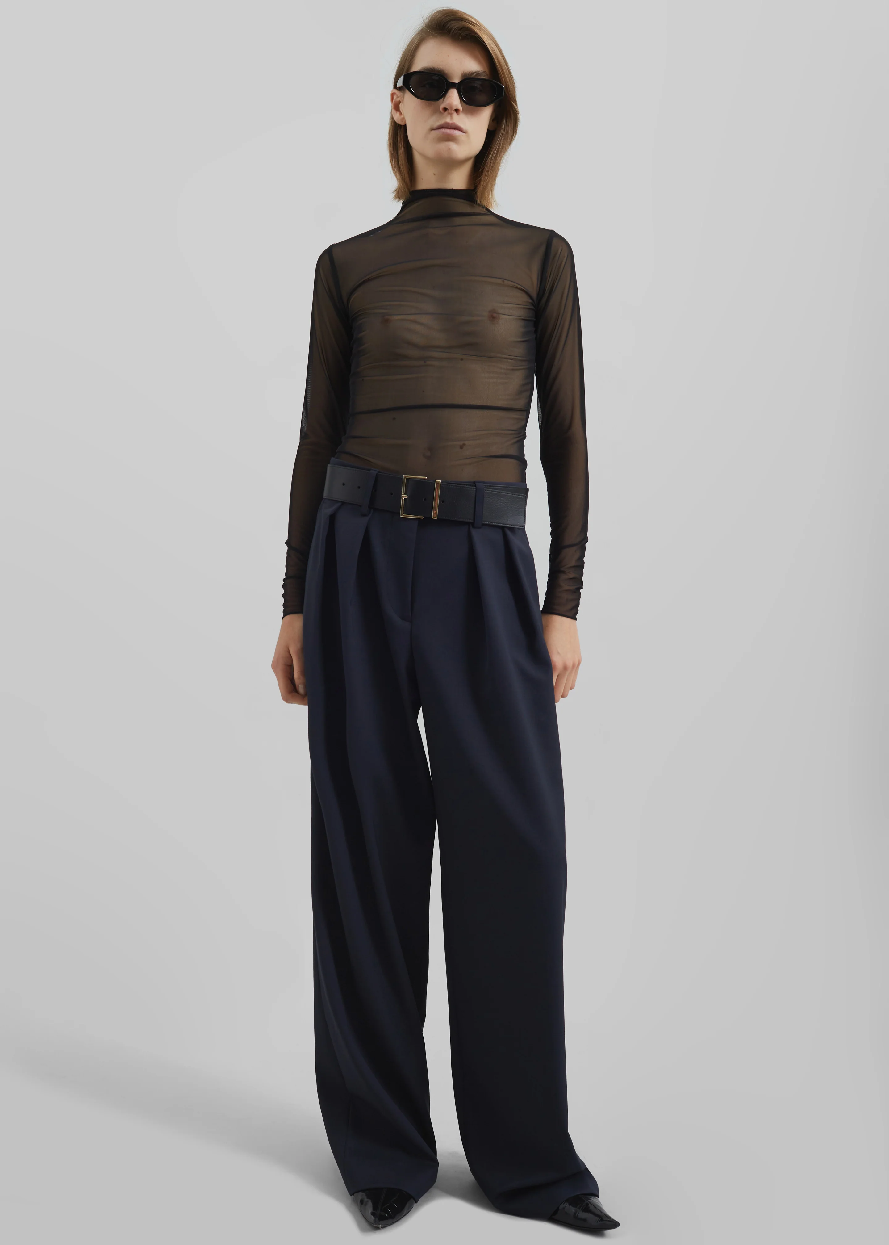 Daytona Pleated Trousers - Navy - Image 3