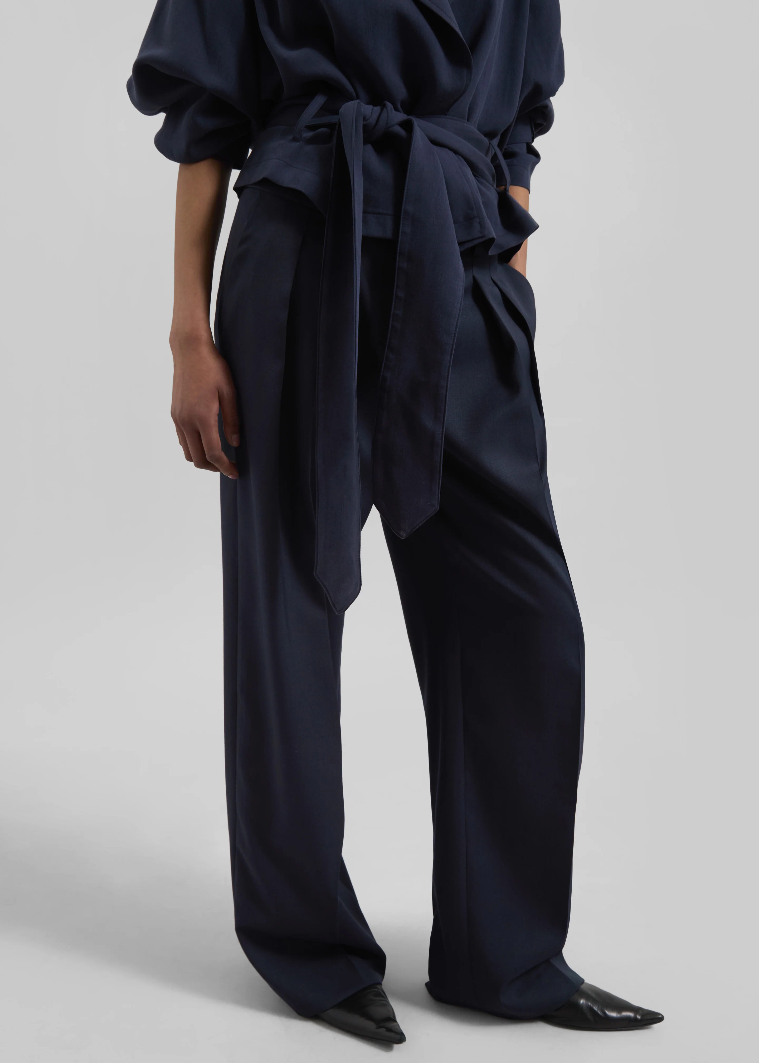 Daytona Pleated Trousers - Navy - Image 6