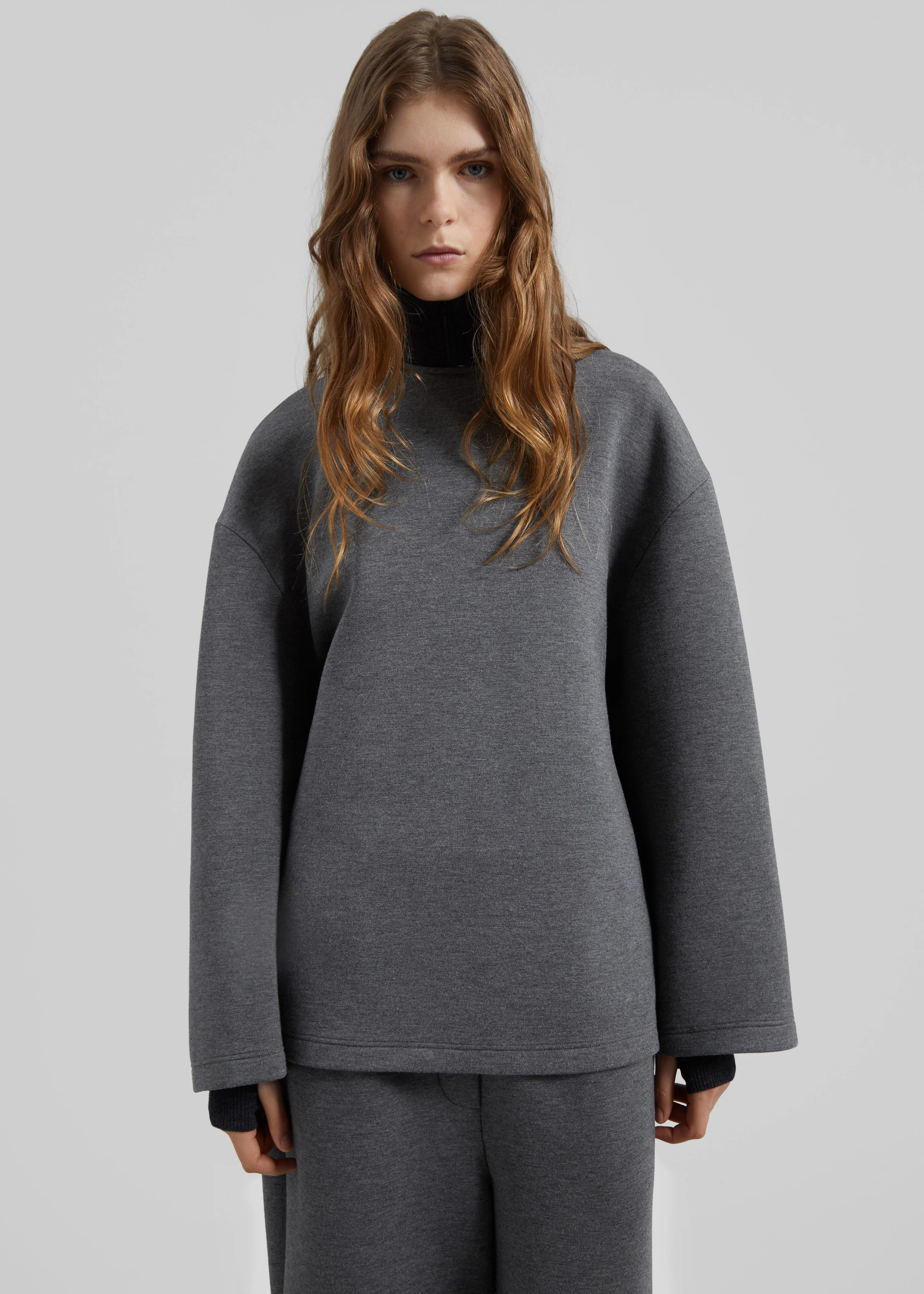 Delancey Long Sleeve Neoprene Top - Dark Grey - Image 3