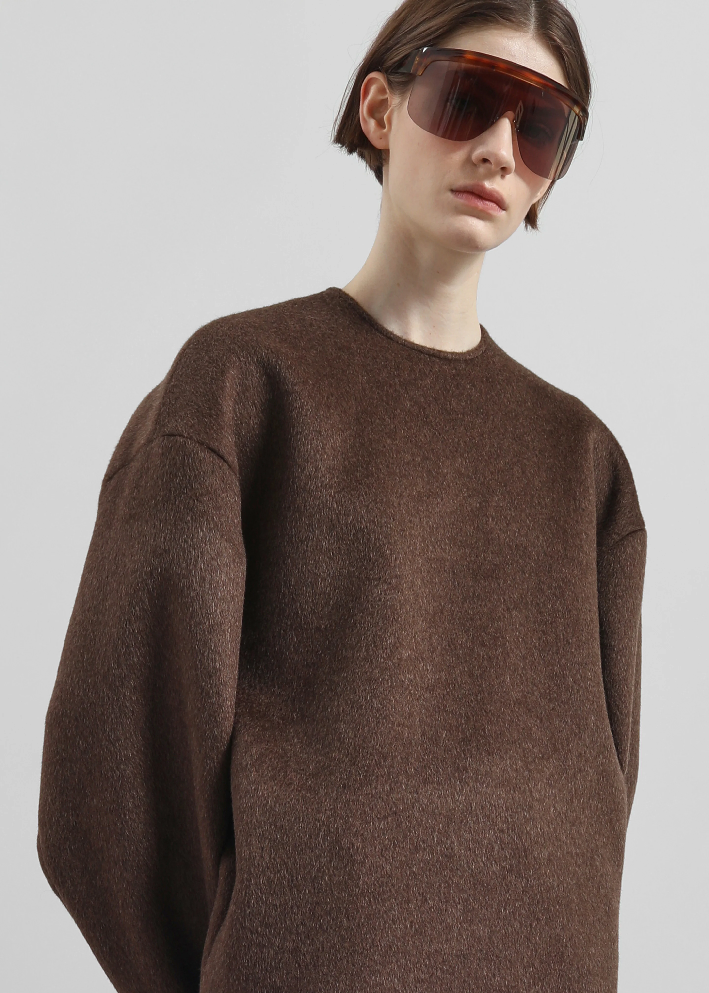 Delancey Long Sleeve Wool Top - Brown Melange - Image 3