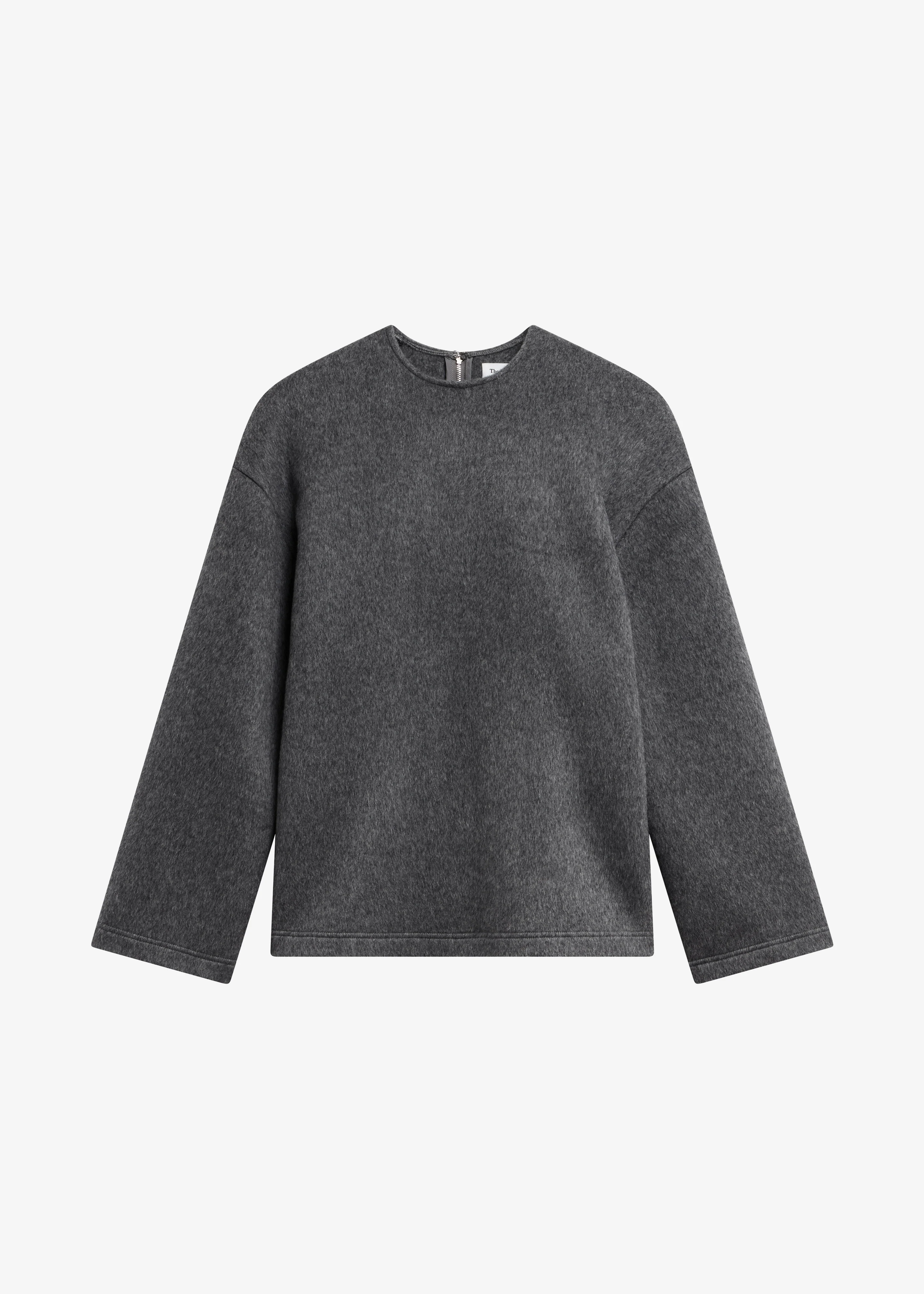 Delancey Long Sleeve Wool Top - Dark Grey Melange - Image 11