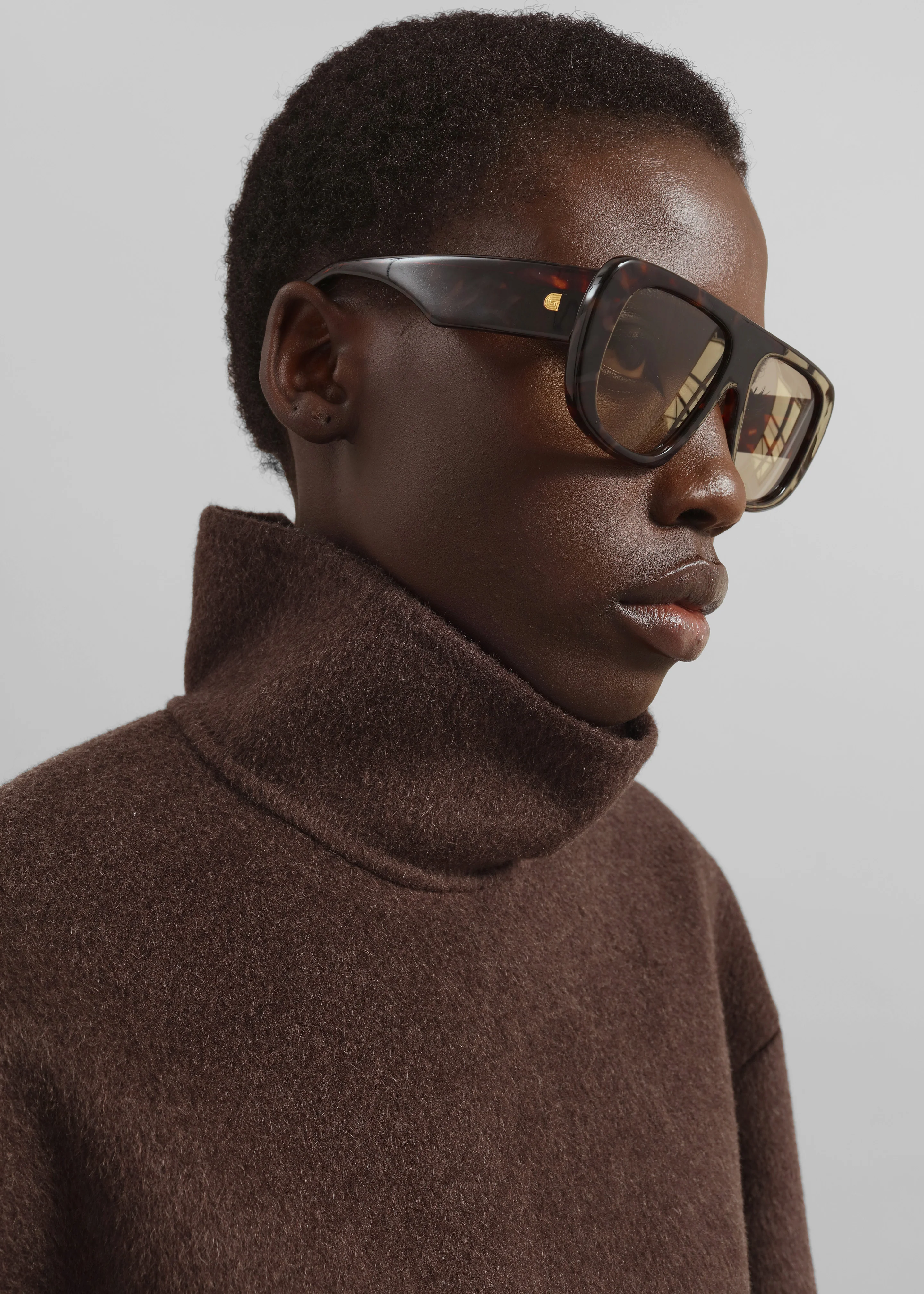 Delancey Mock Neck Wool Top - Brown Melange - Image 3