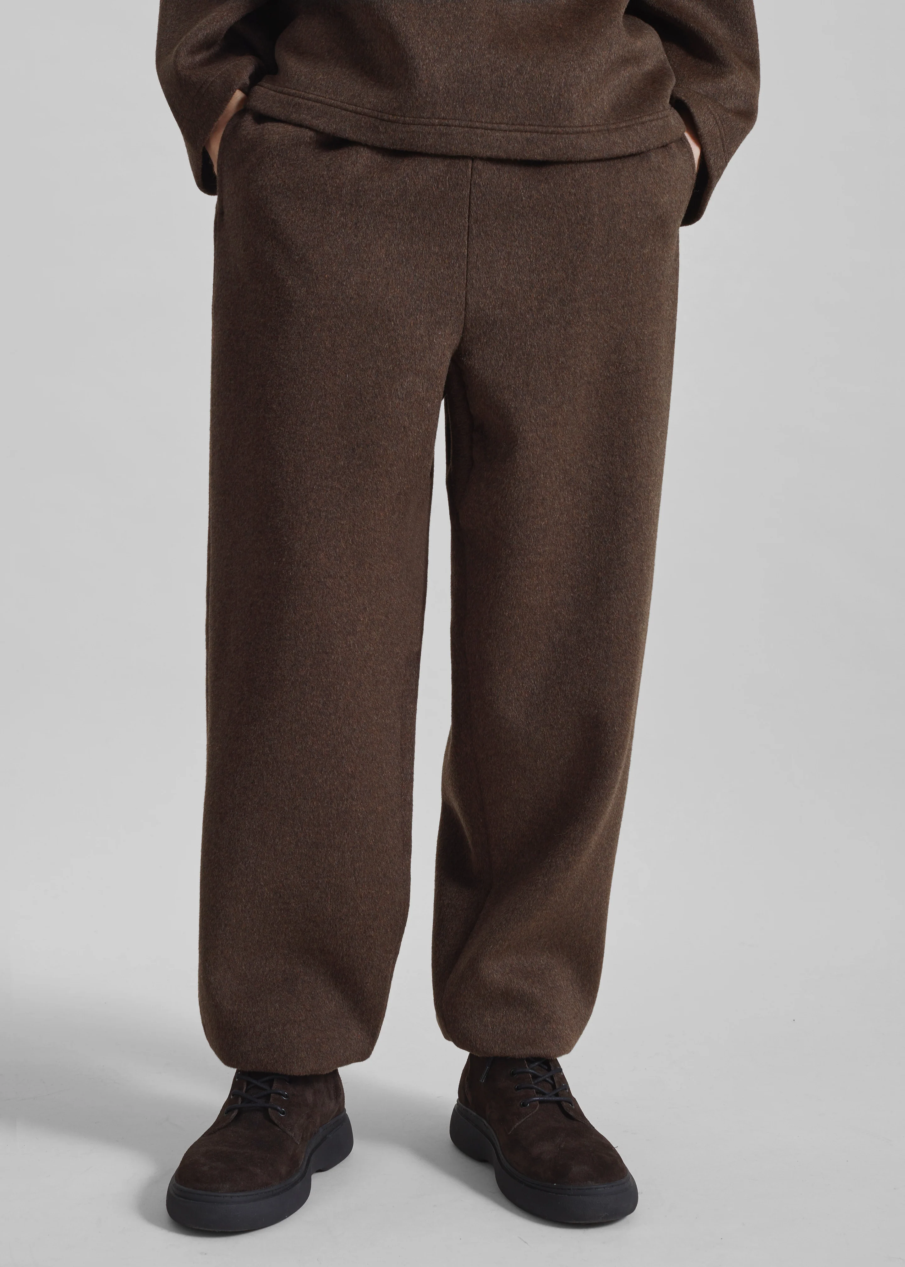 Delancey Wool Joggers - Brown Melange - Image 8