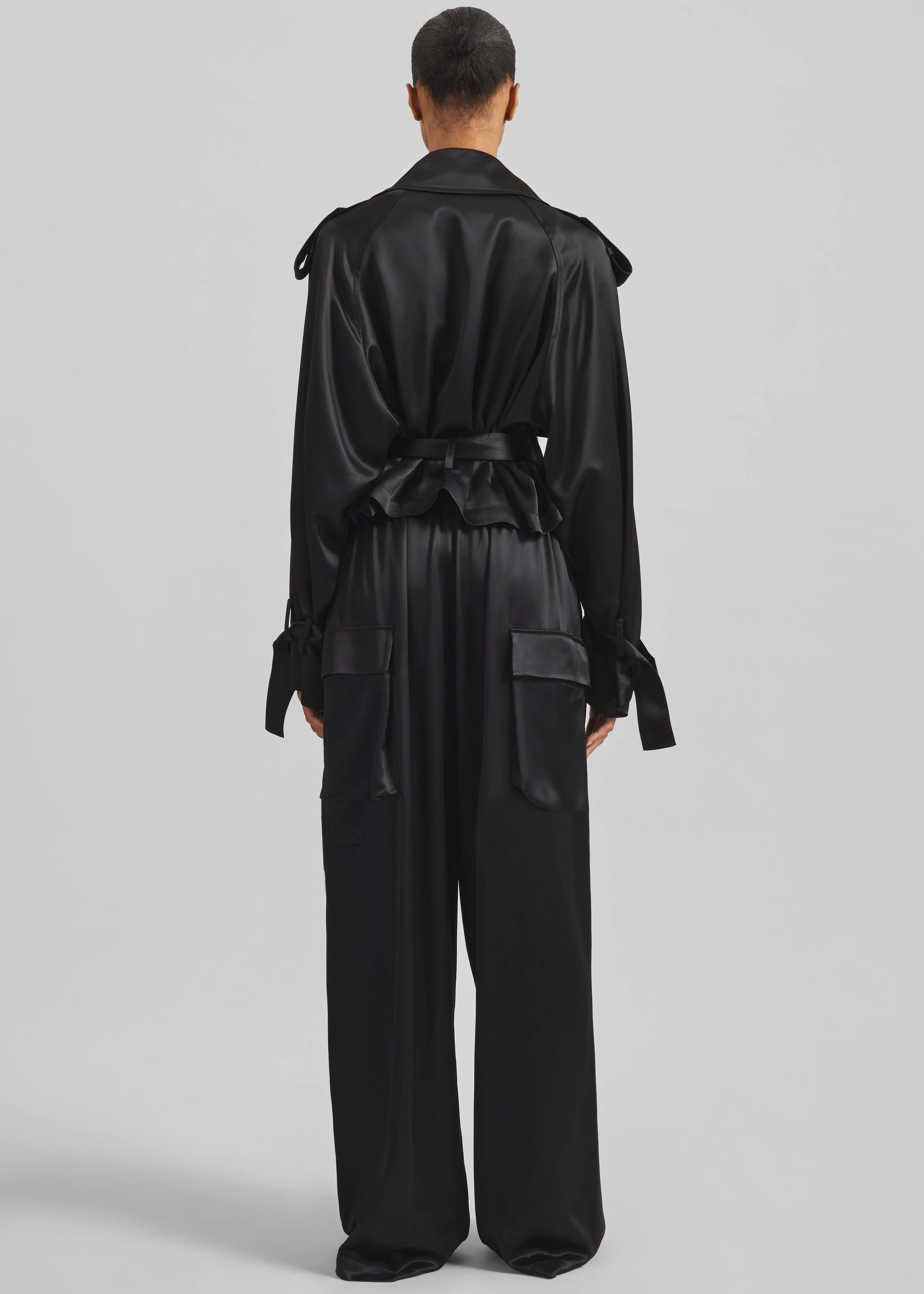 Delny Satin Cargo Pants - Black - Image 7