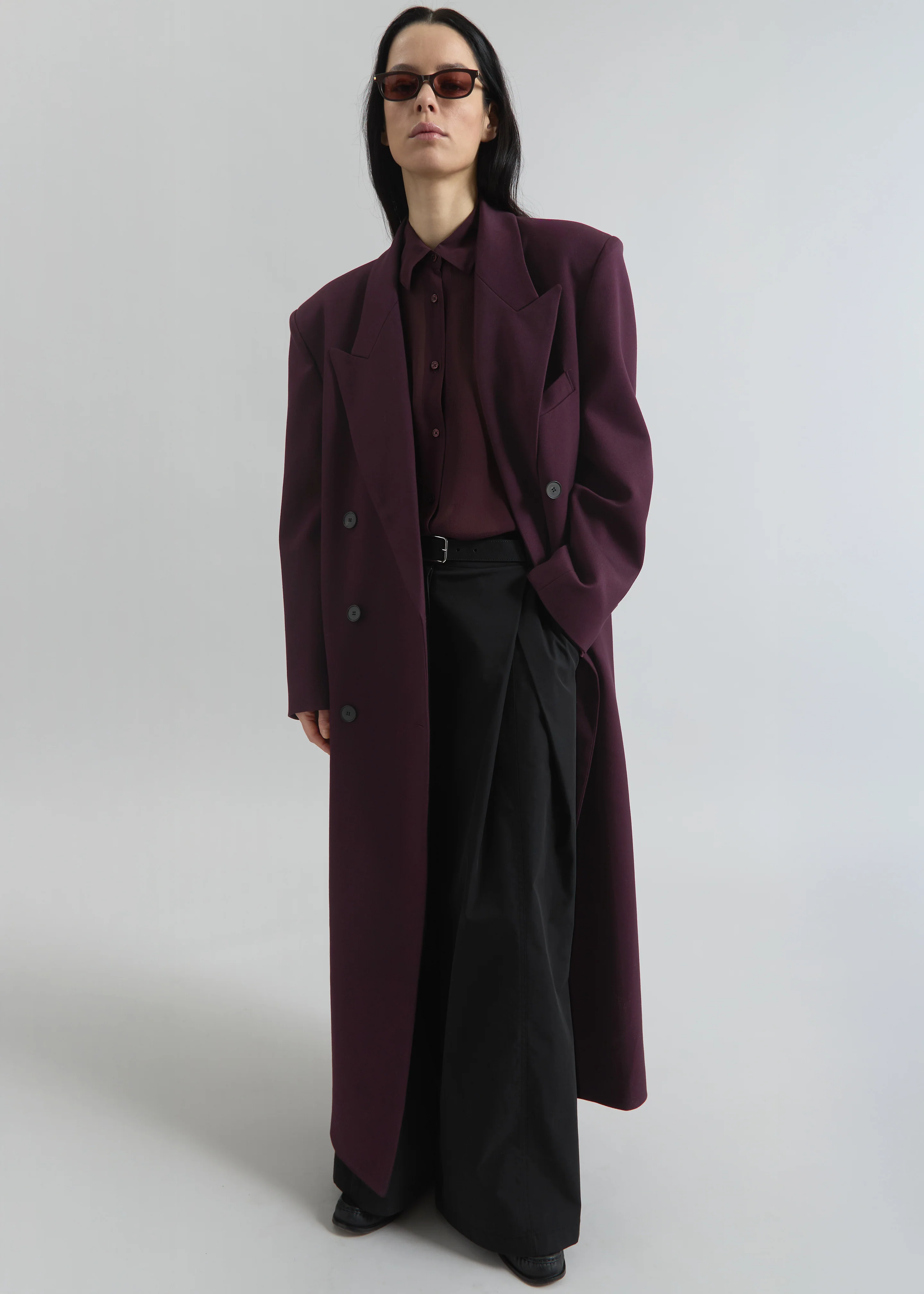 Delphina Long Coat - Burgundy - Image 10