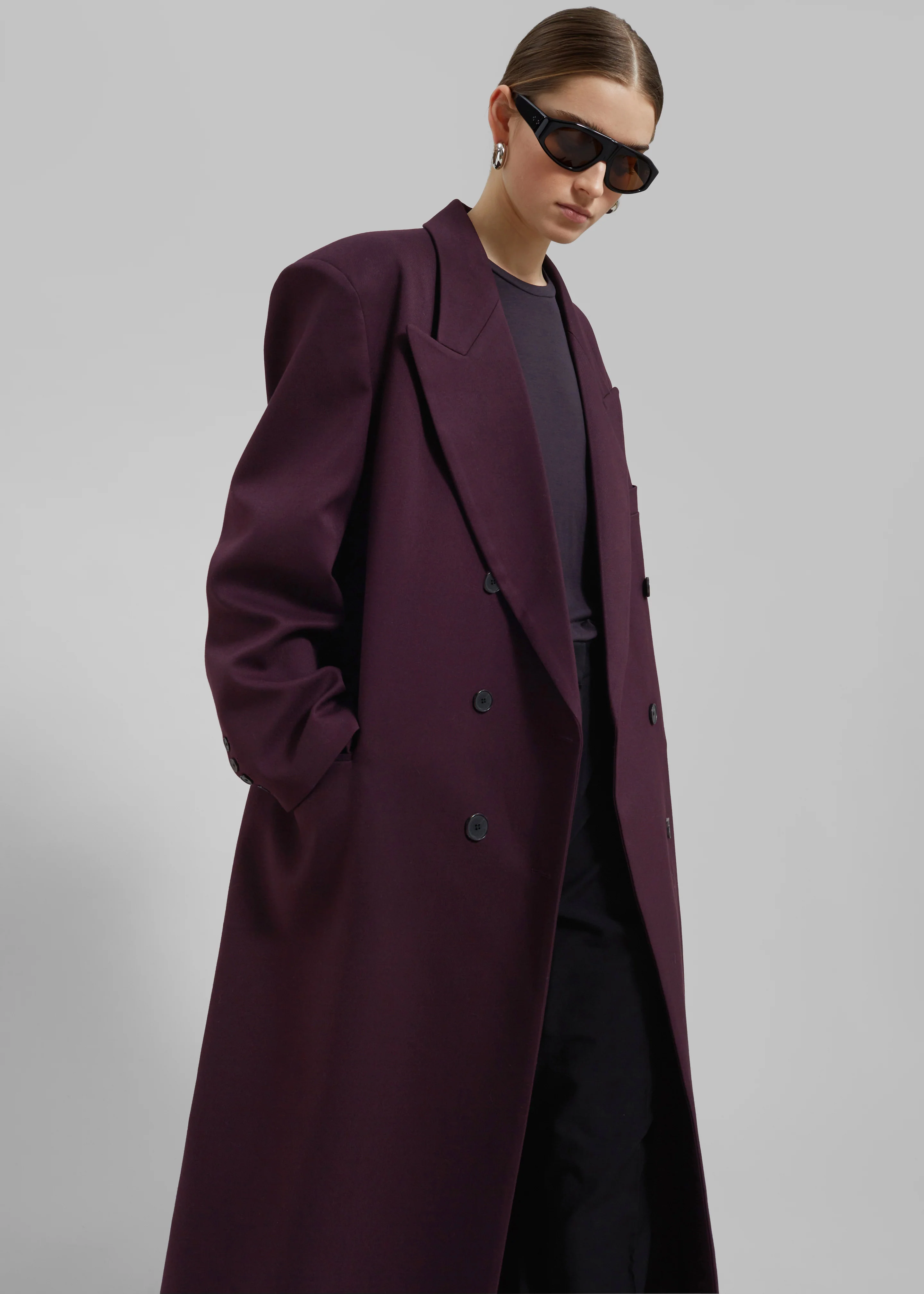 Delphina Long Coat - Burgundy - Image 4