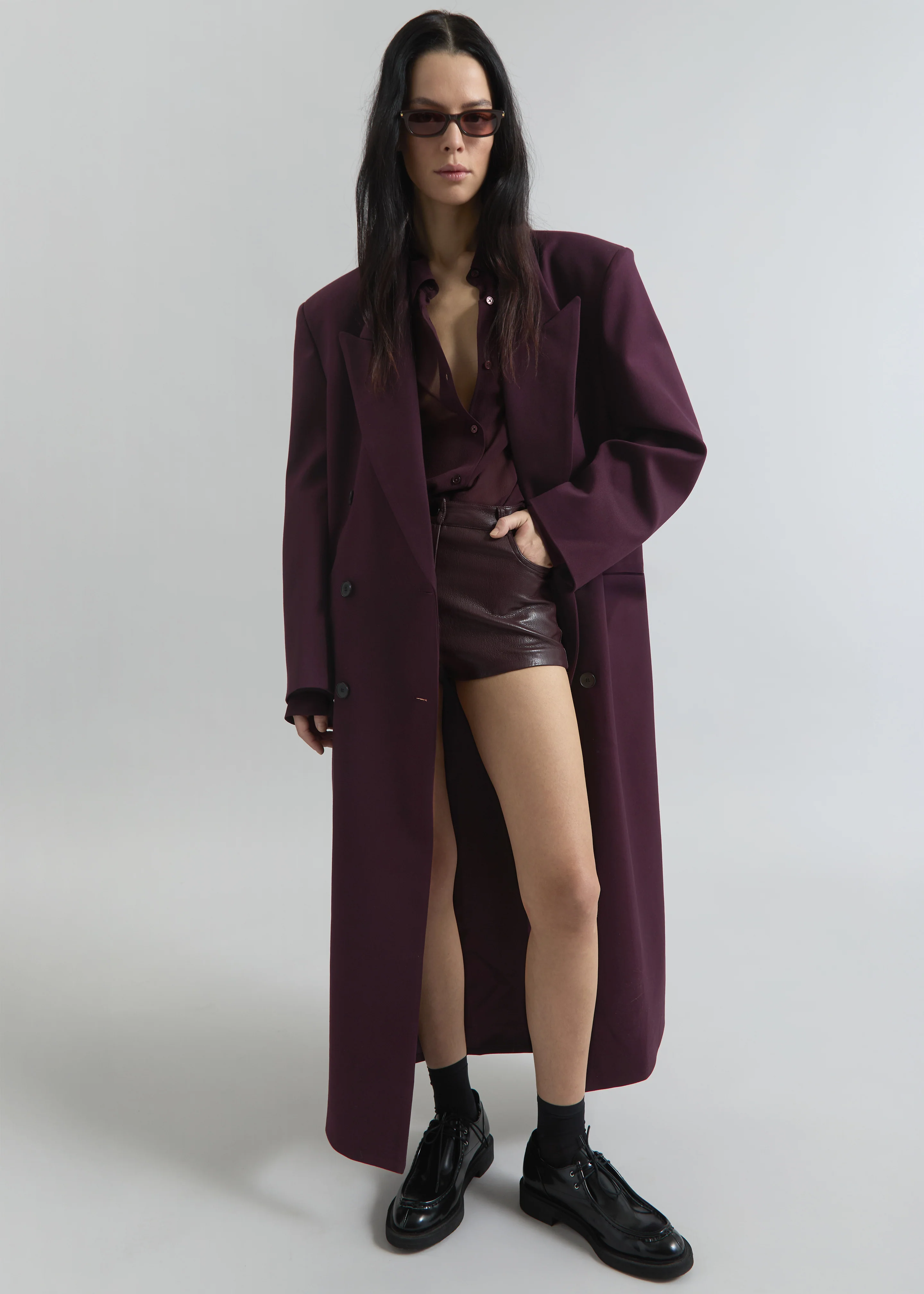 Delphina Long Coat - Burgundy - Image 8
