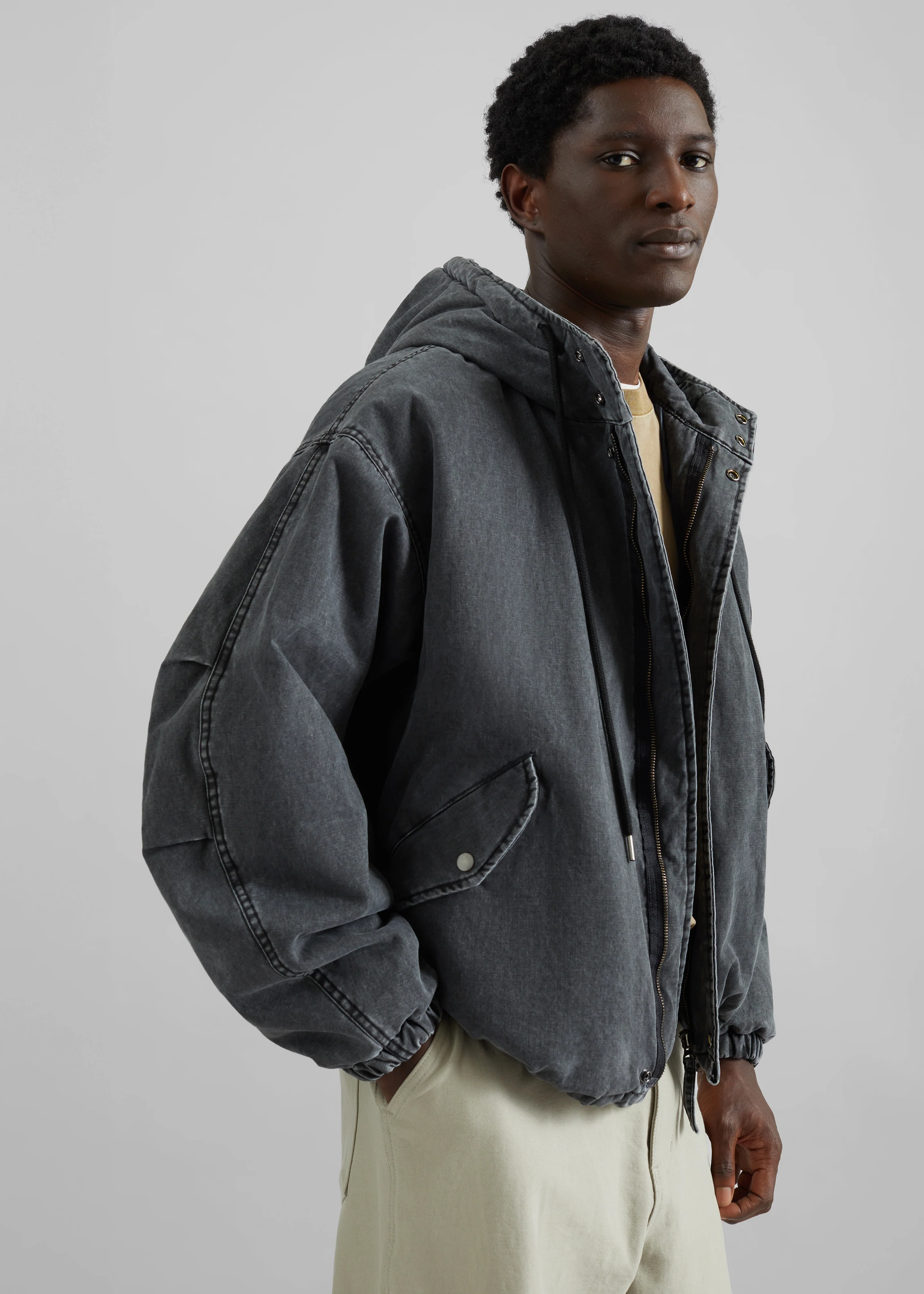 Delvin Padded Jacket - Charcoal - Image 2