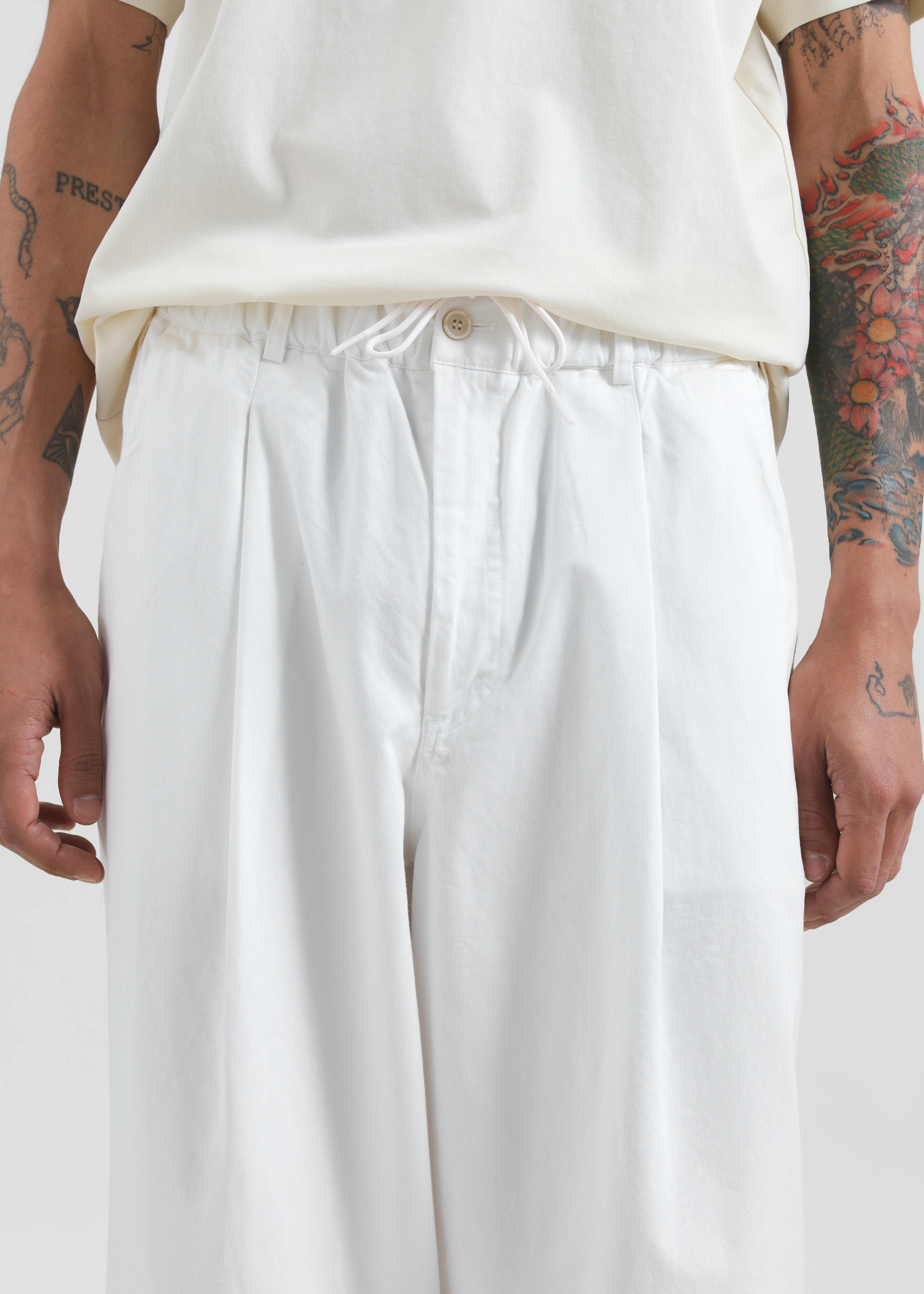 Denaye Cotton Barrel Leg Pants - White - Image 2