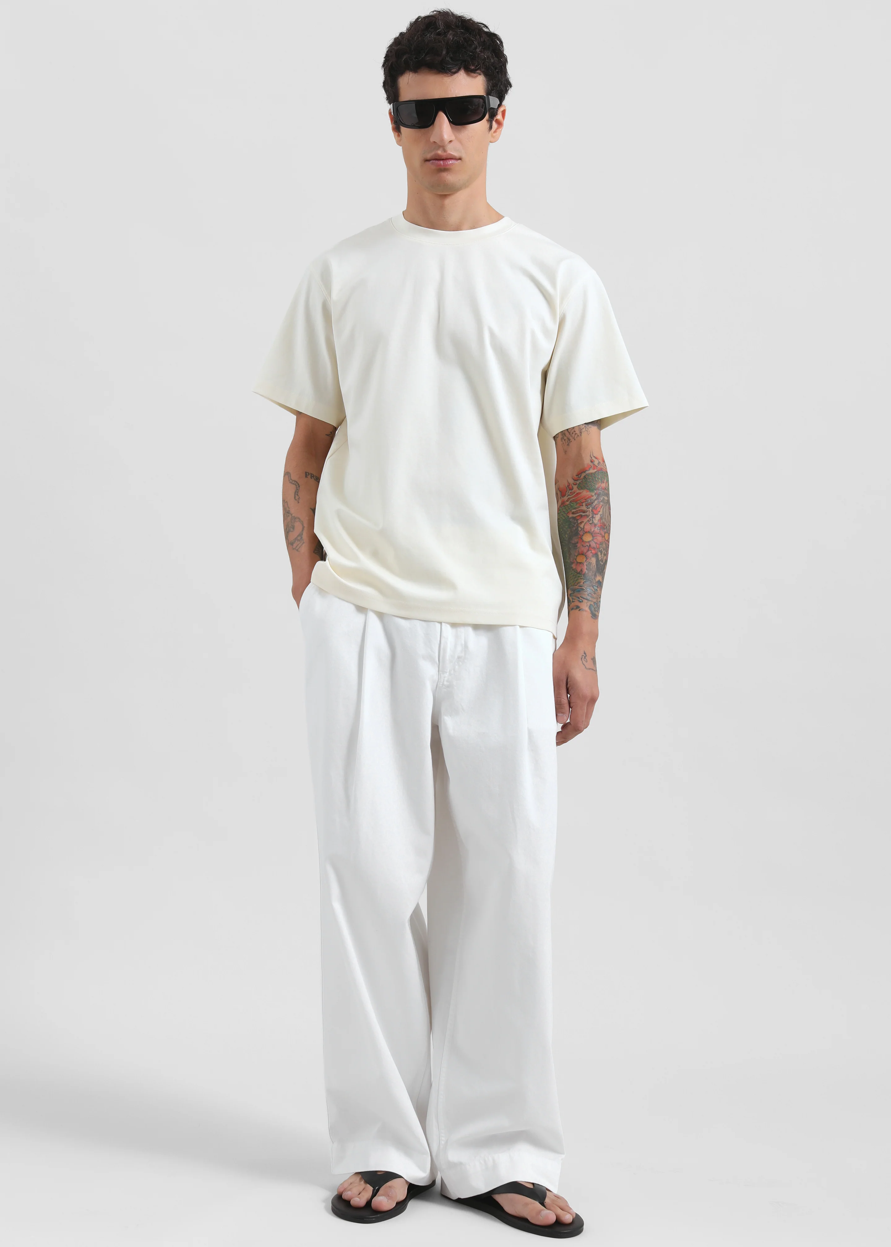 Denaye Cotton Barrel Leg Pants - White - Image 5