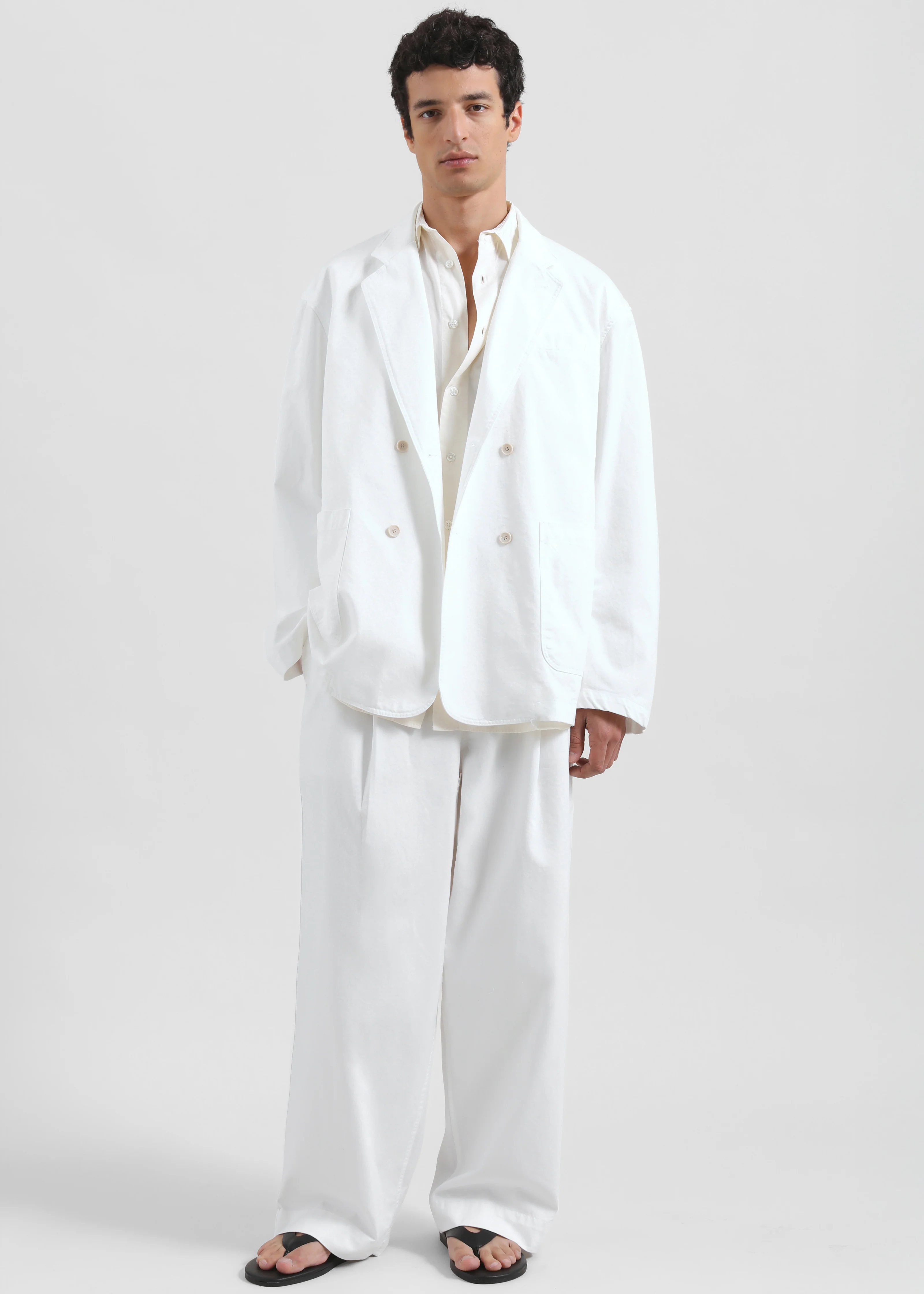 Denaye Cotton Barrel Leg Pants - White - Image 6