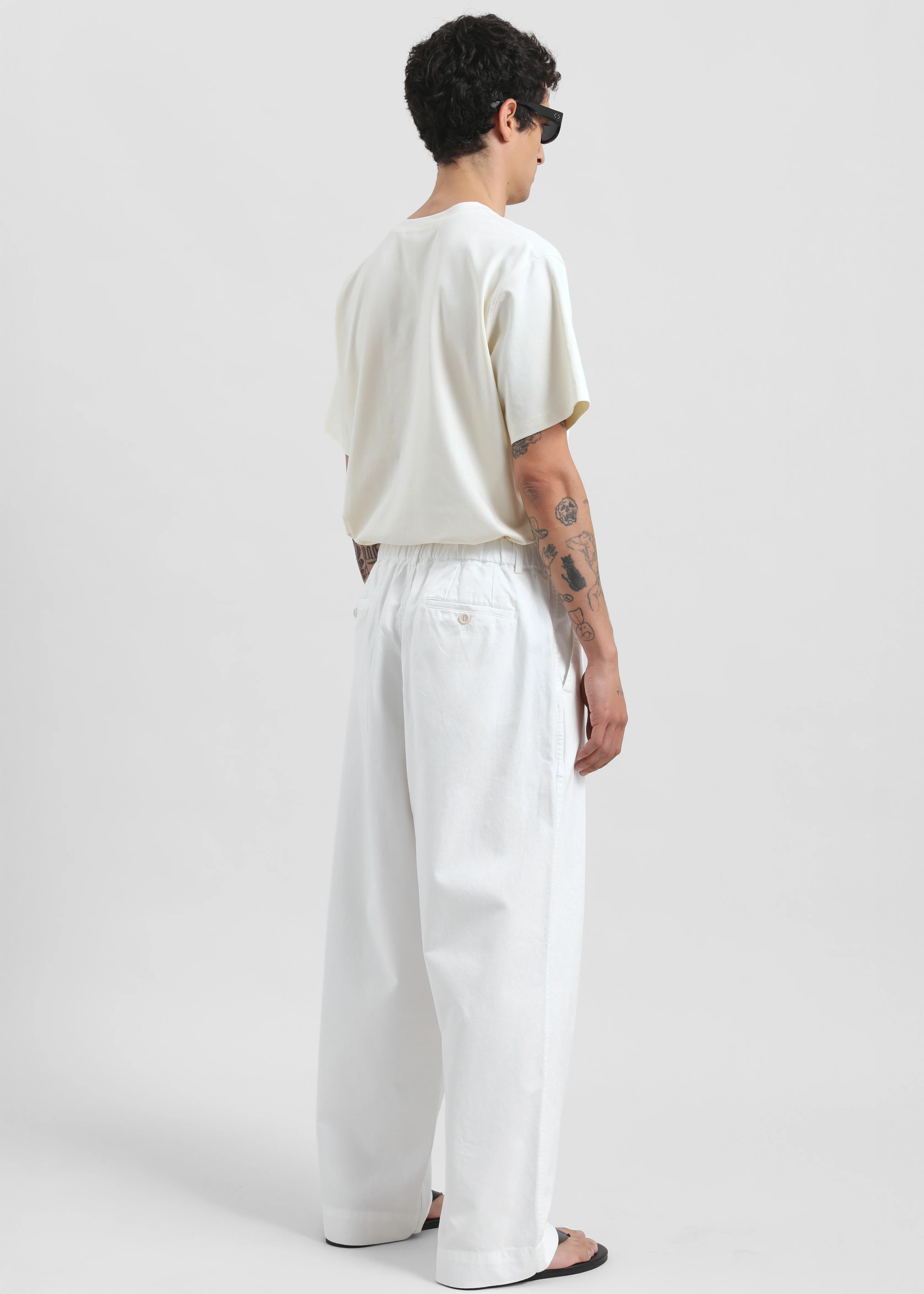 Denaye Cotton Barrel Leg Pants - White - Image 7