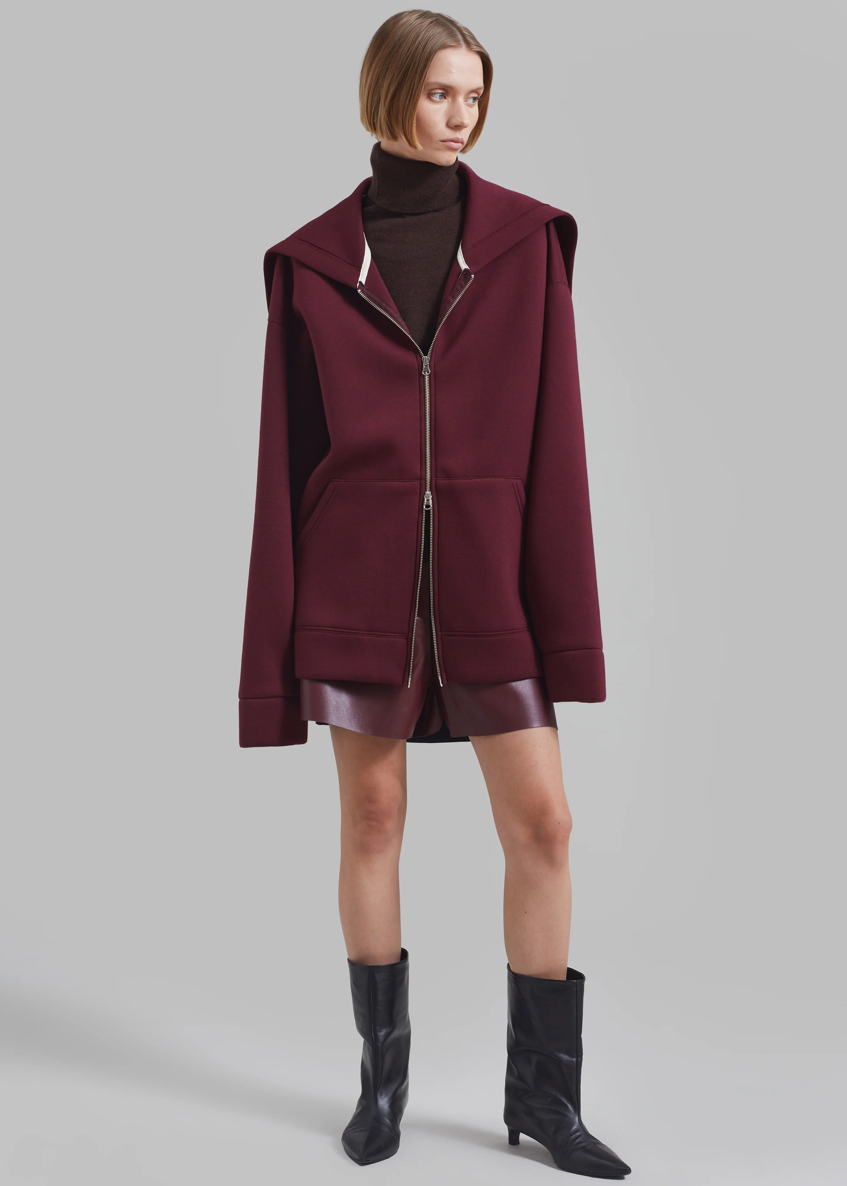 Denton Oversized Hoodie - Burgundy - Image 3