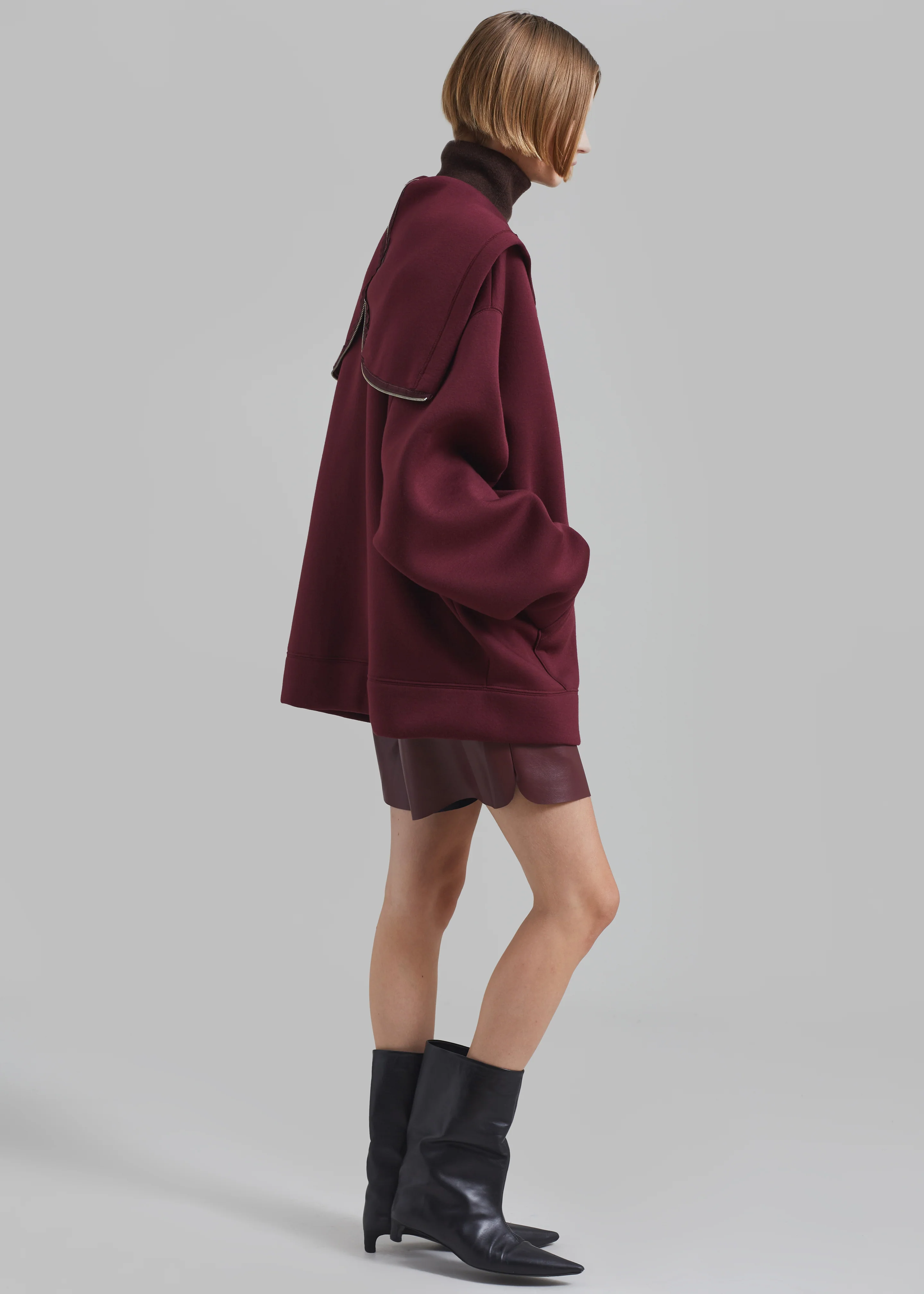 Denton Oversized Hoodie - Burgundy - Image 8