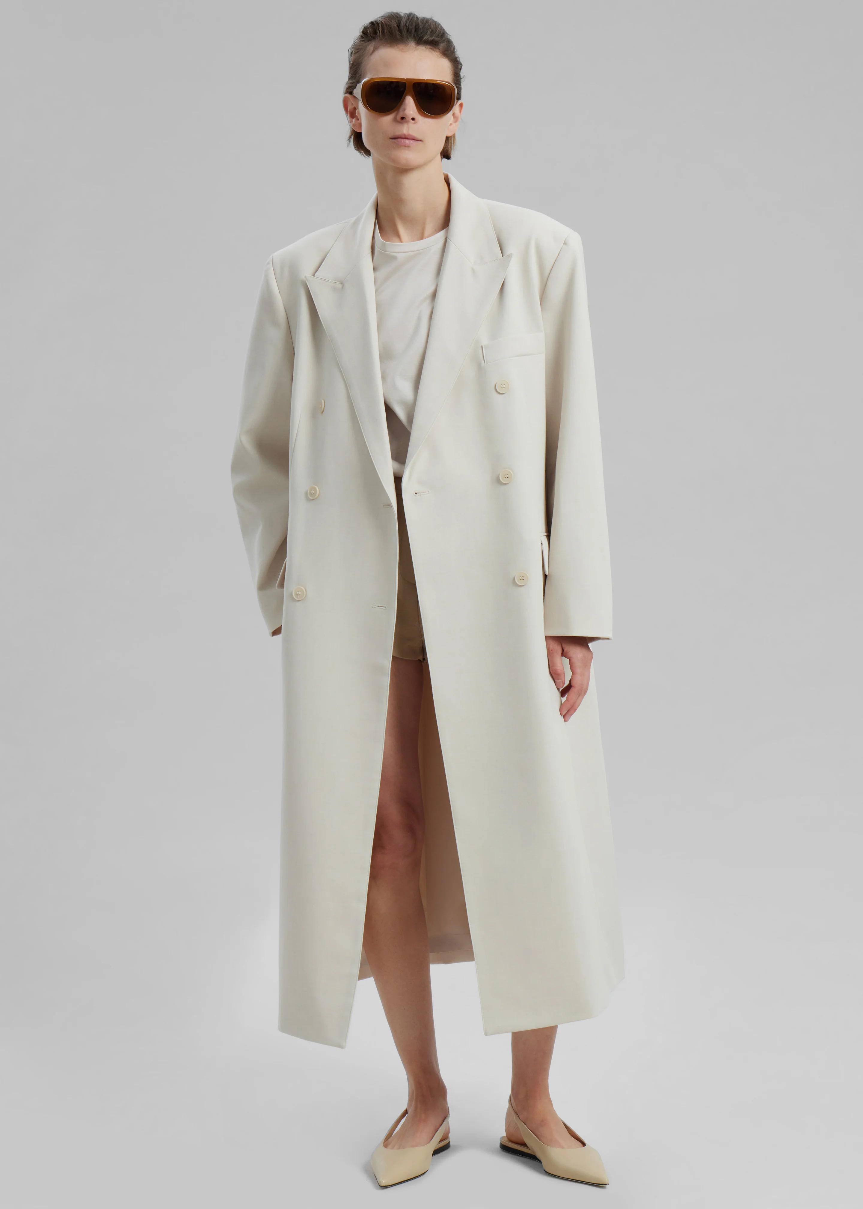 Dex Double Breasted Coat - Beige - Image 4